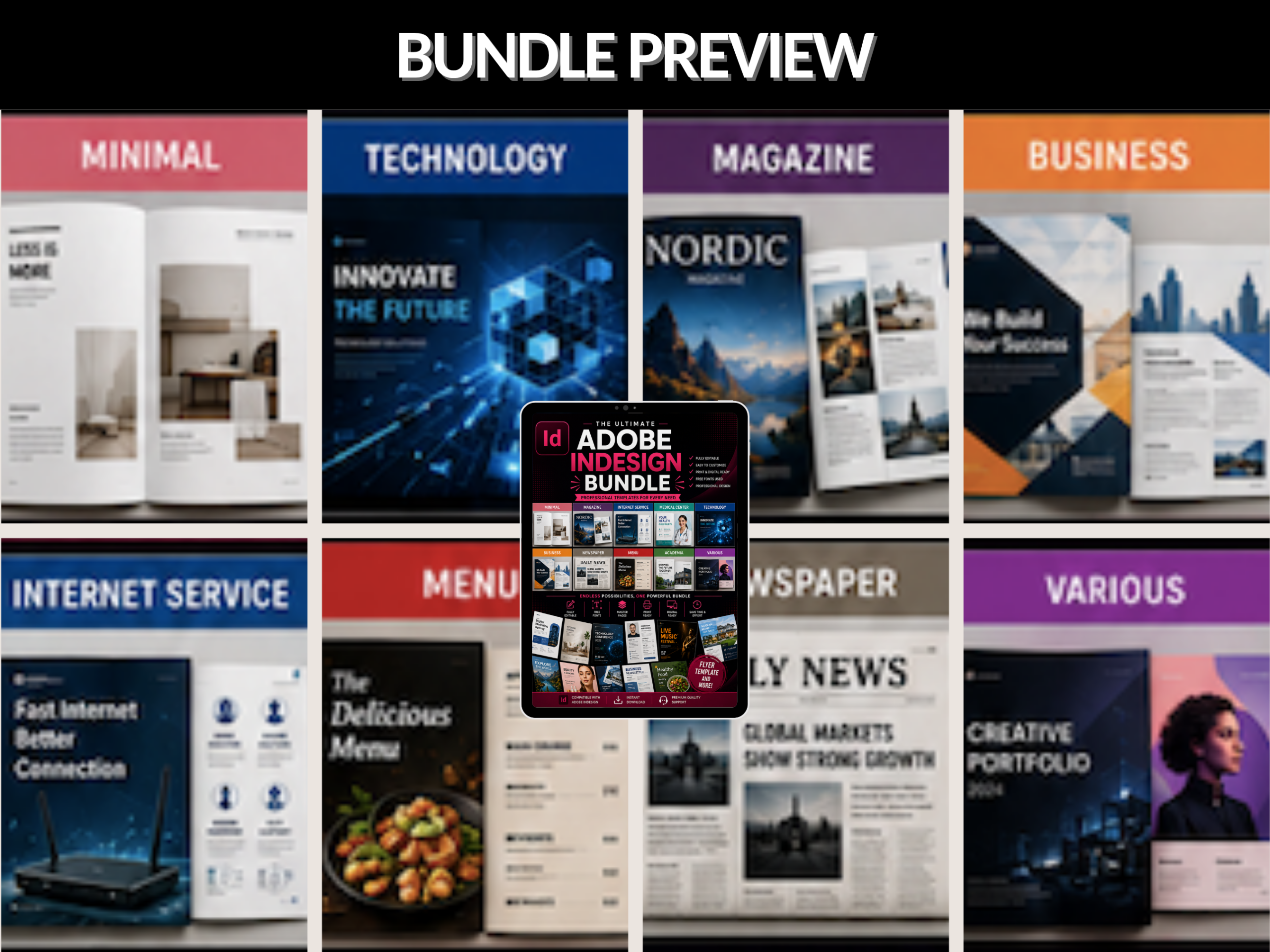 Adobe Indesign bundle | Adobe Indesign, Flyer Template, Magazine, Indesign Files, Editable Layout, Digital Download | MRR PLR Rights