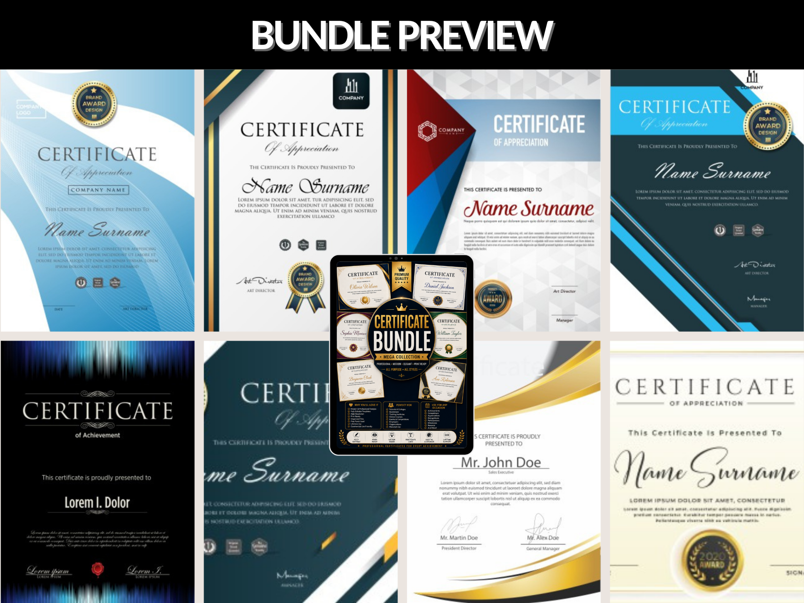 1500+ Certificate bundle | Certificate Design, Certificate Pack, Editable Certificate, Certificate Design, Certificate Kit | PLR MRR Rights