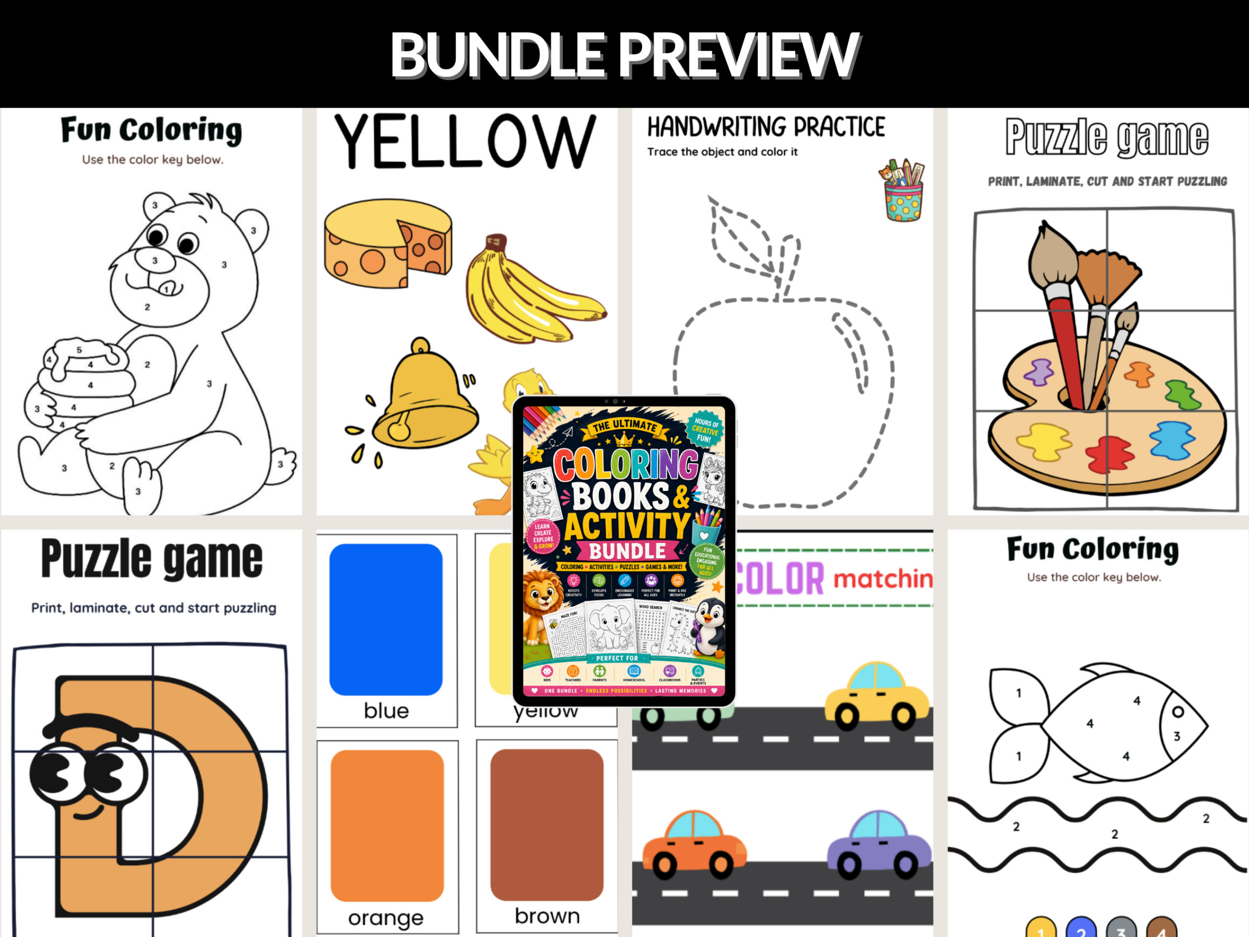 Coloring book & activity bundle | Coloring, Activity, Kids Printables, Kids Activities, Worksheet Pack, Puzzle, Trace | PLR MRR Rights