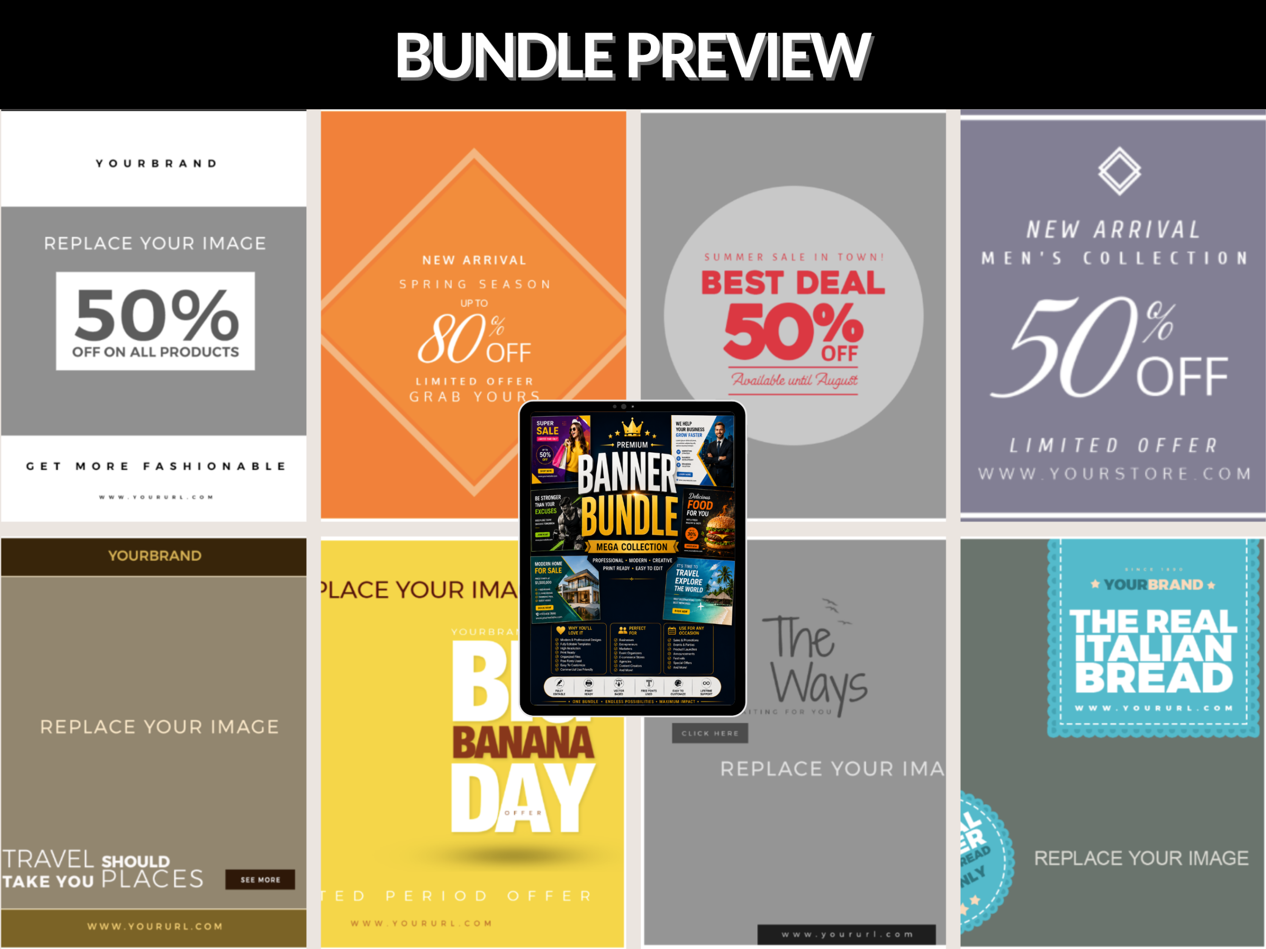 Banner bundle | Banner Design, Business Banner, Editable Banner, Banner JPG, Ad Banner,Print Banner, Marketing Banner | PLR MRR Rights