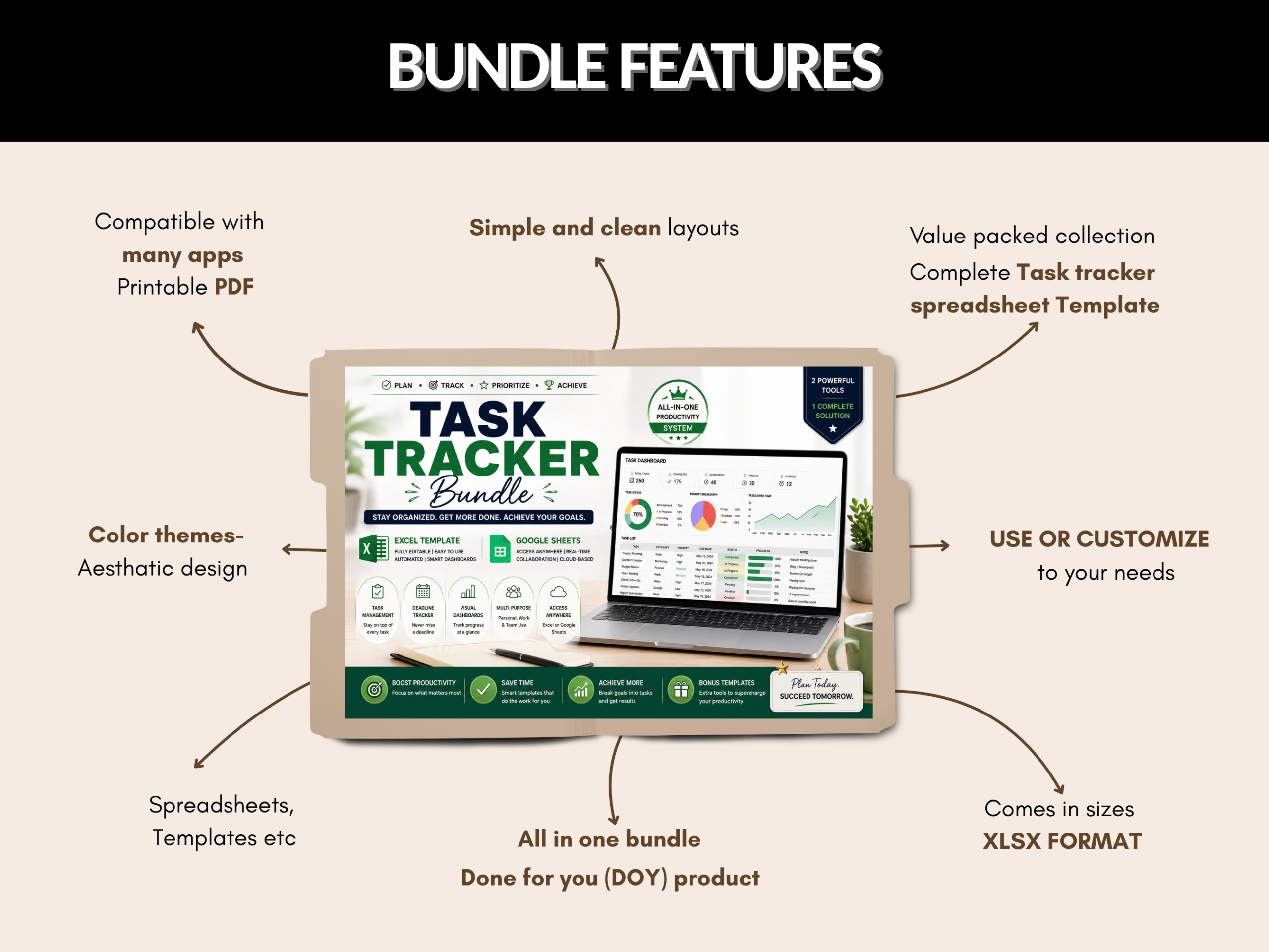 Task tracker bundle | Excel templates & google sheets | Task planner, productivity tool, Project task, task management | PLR MRR Rights