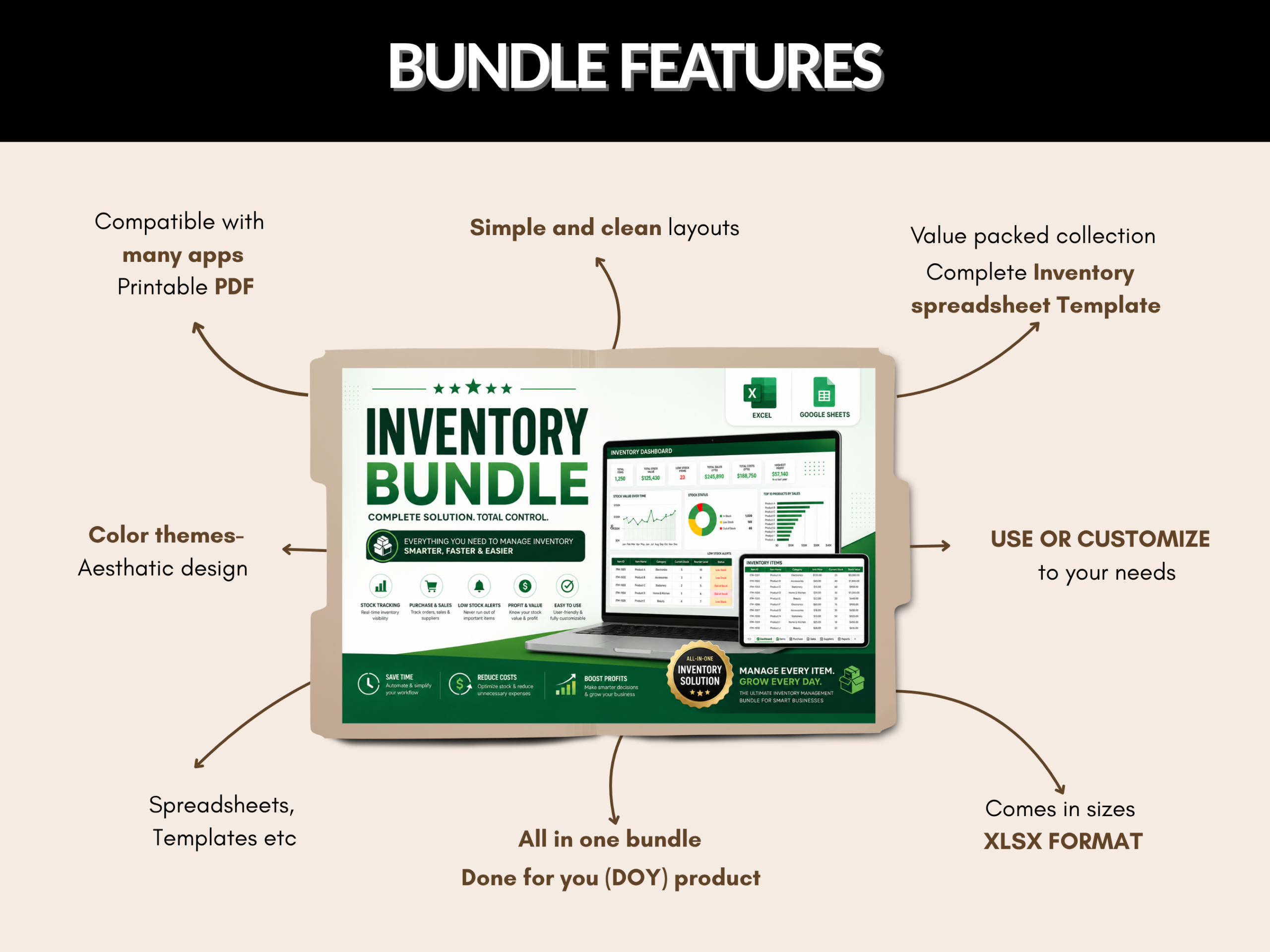 Inventory tracker bundle | Excel templates & Google sheets | Inventory control, tracker, management, excel Inventory | MRR PLR Rights