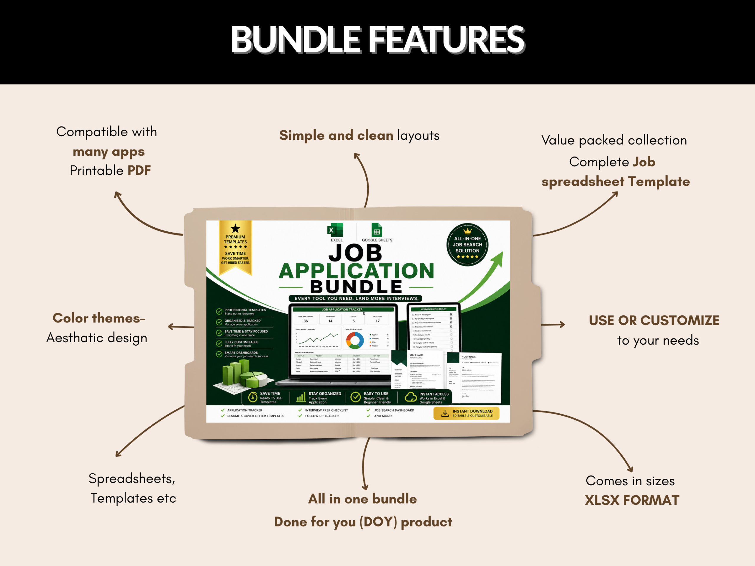 Job application tracker bundle |Excel templates & Google sheets | Job tracker, decision matrix, application form, Job seeker| PLR MRR Rights