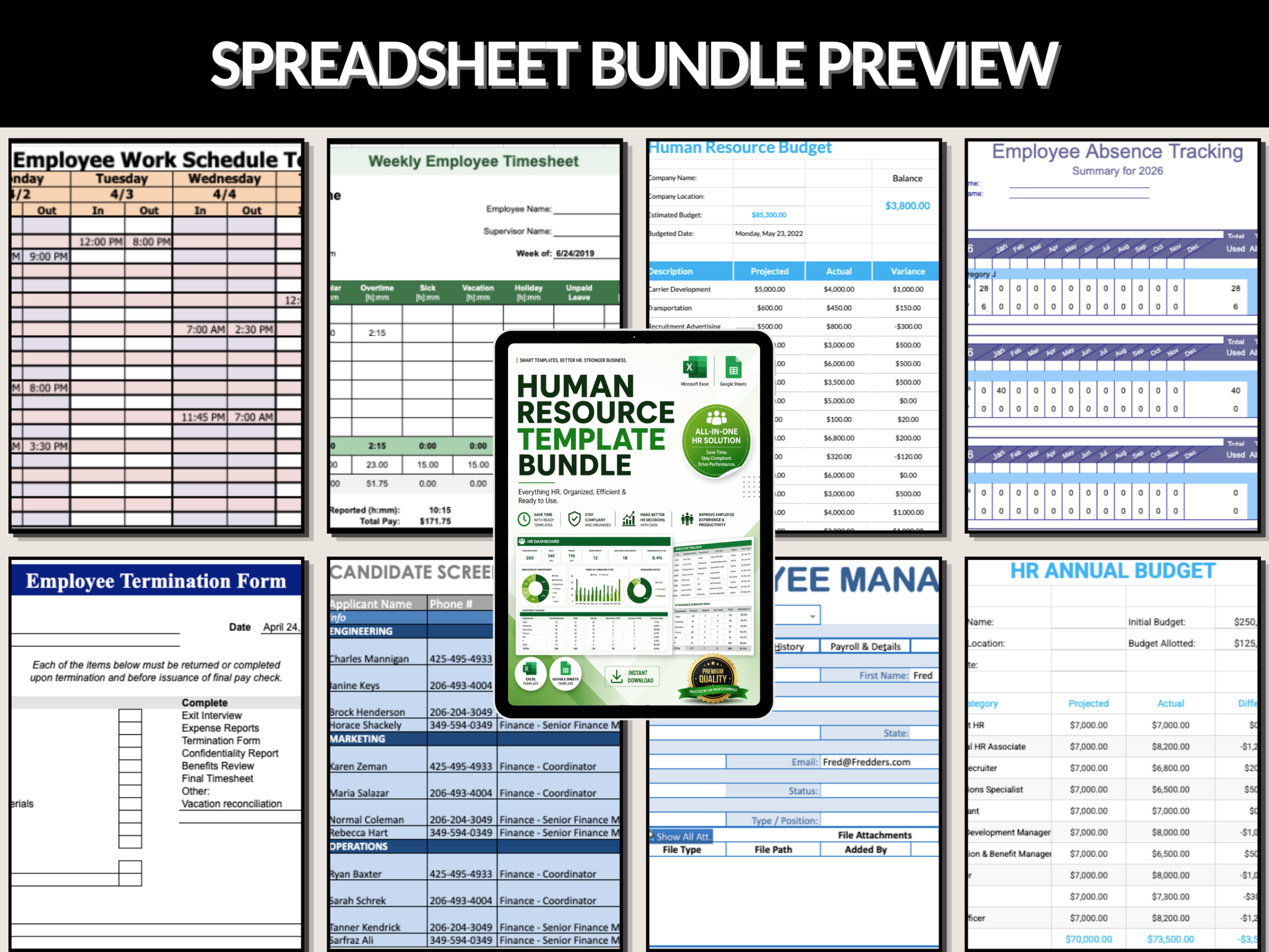 Human resource bundle | HR templates, hr Dashboard, | hiring tracker, Employee tracker | Excel templates, google sheets | PLR MRR Rights