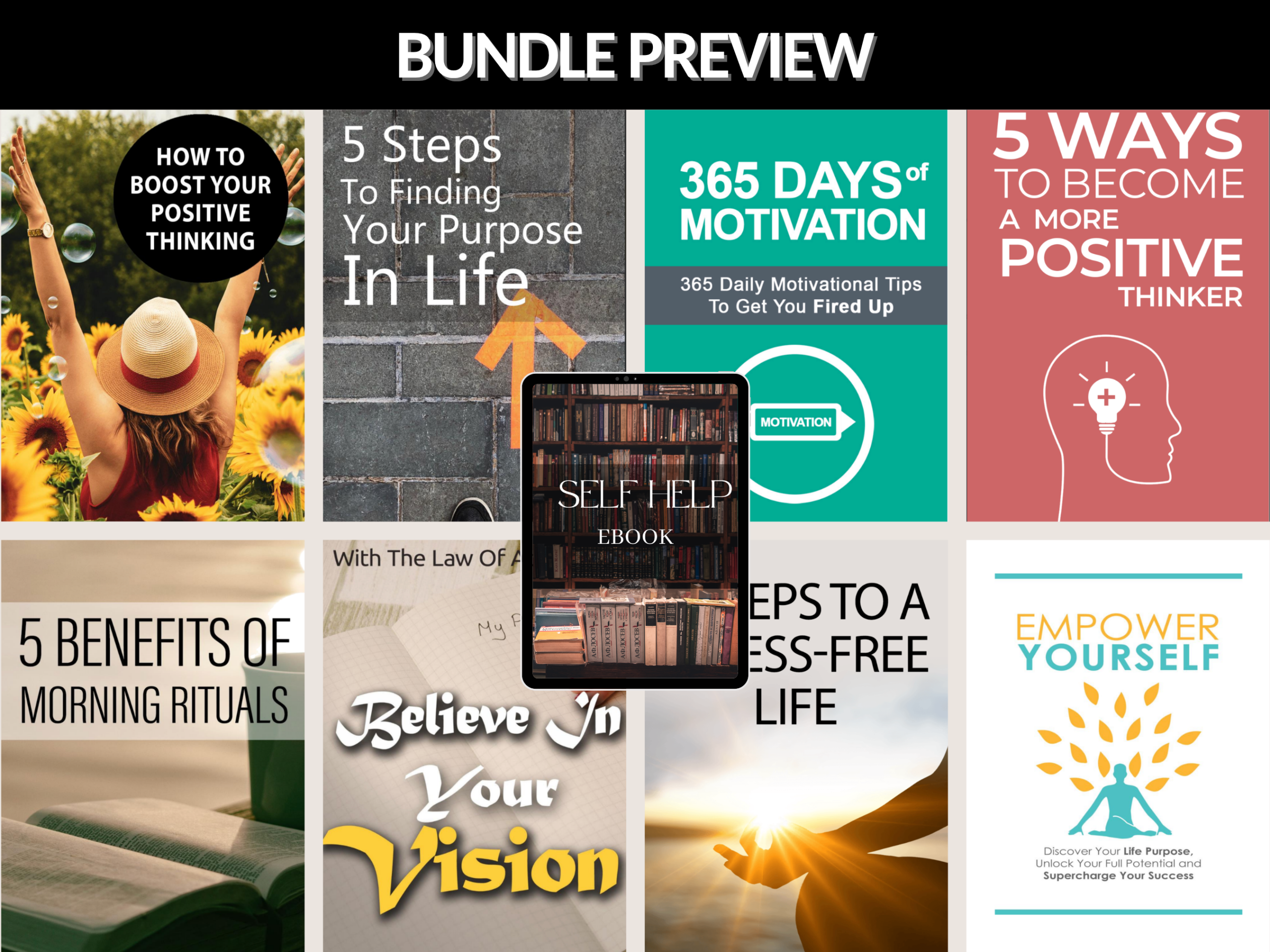1400+ Self Help eBook Bundle | Personal Development Guide | Mindset and Confidence Workbook | Productivity & Success eBooks |PLR, MRR ebooks