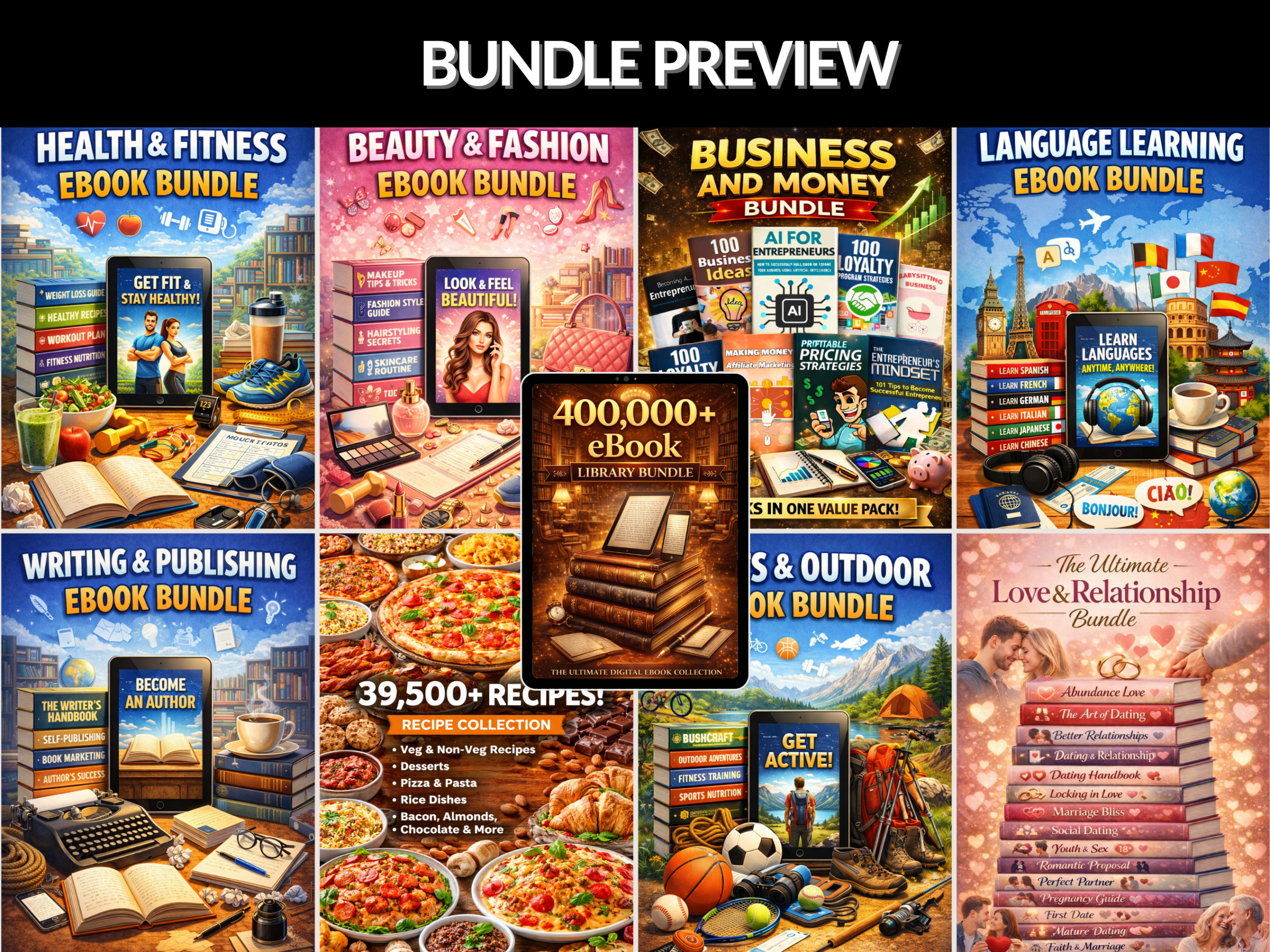 400000+ Ebook library bundle | Editable Digital Library| Resellable eBooks Mega Bundle | Passive Income Kit| PLR MRR Rights