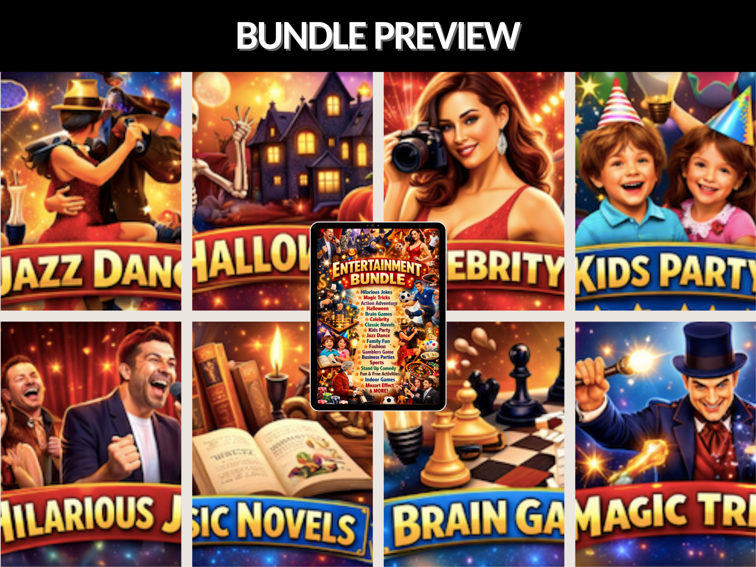300+ Entertainment bundle | Entertainment ebooks, classical literature, | Magic tricks, halloween, Dance, games, Gambling |PLR MRR Rights