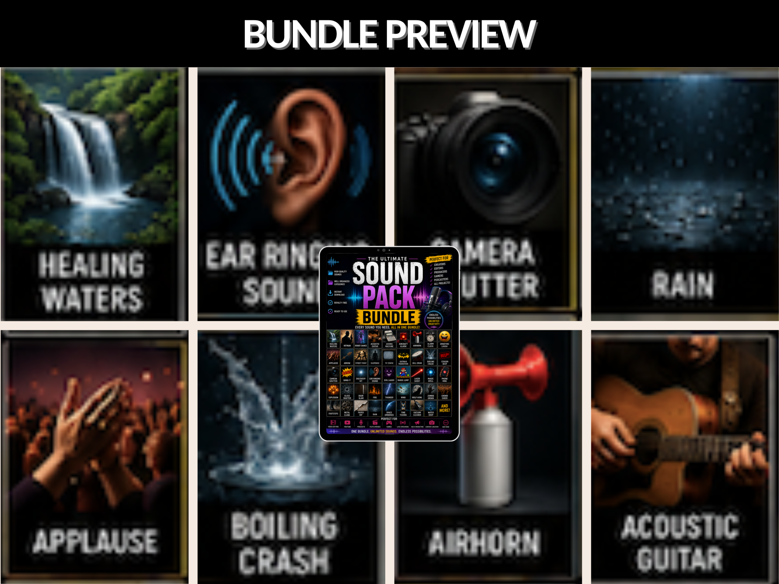 Sound pack bundle | Sound Pack, Sound Effects, Podcast Sounds, Audio Bundle, Game Sounds, Audio Effects, Digital Download | PLR MRR Rights