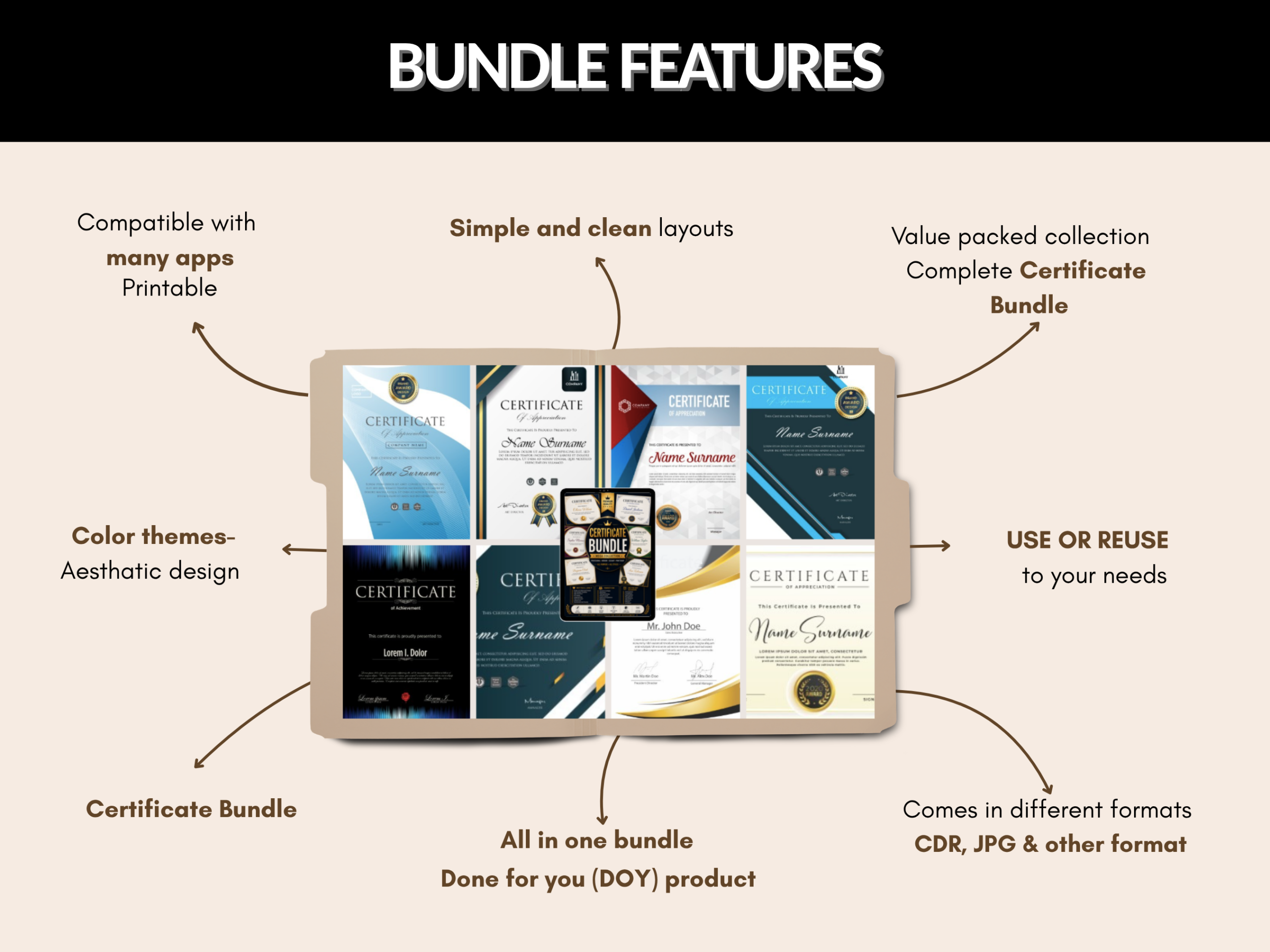 1500+ Certificate bundle | Certificate Design, Certificate Pack, Editable Certificate, Certificate Design, Certificate Kit | PLR MRR Rights