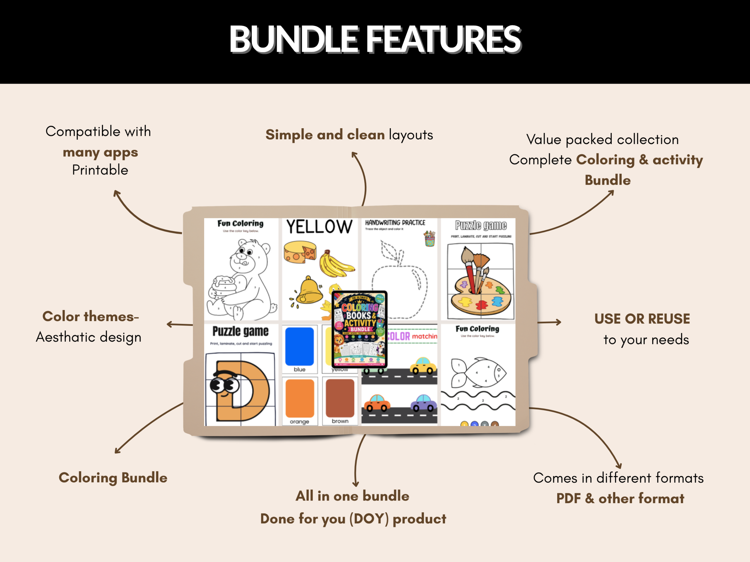 Coloring book & activity bundle | Coloring, Activity, Kids Printables, Kids Activities, Worksheet Pack, Puzzle, Trace | PLR MRR Rights