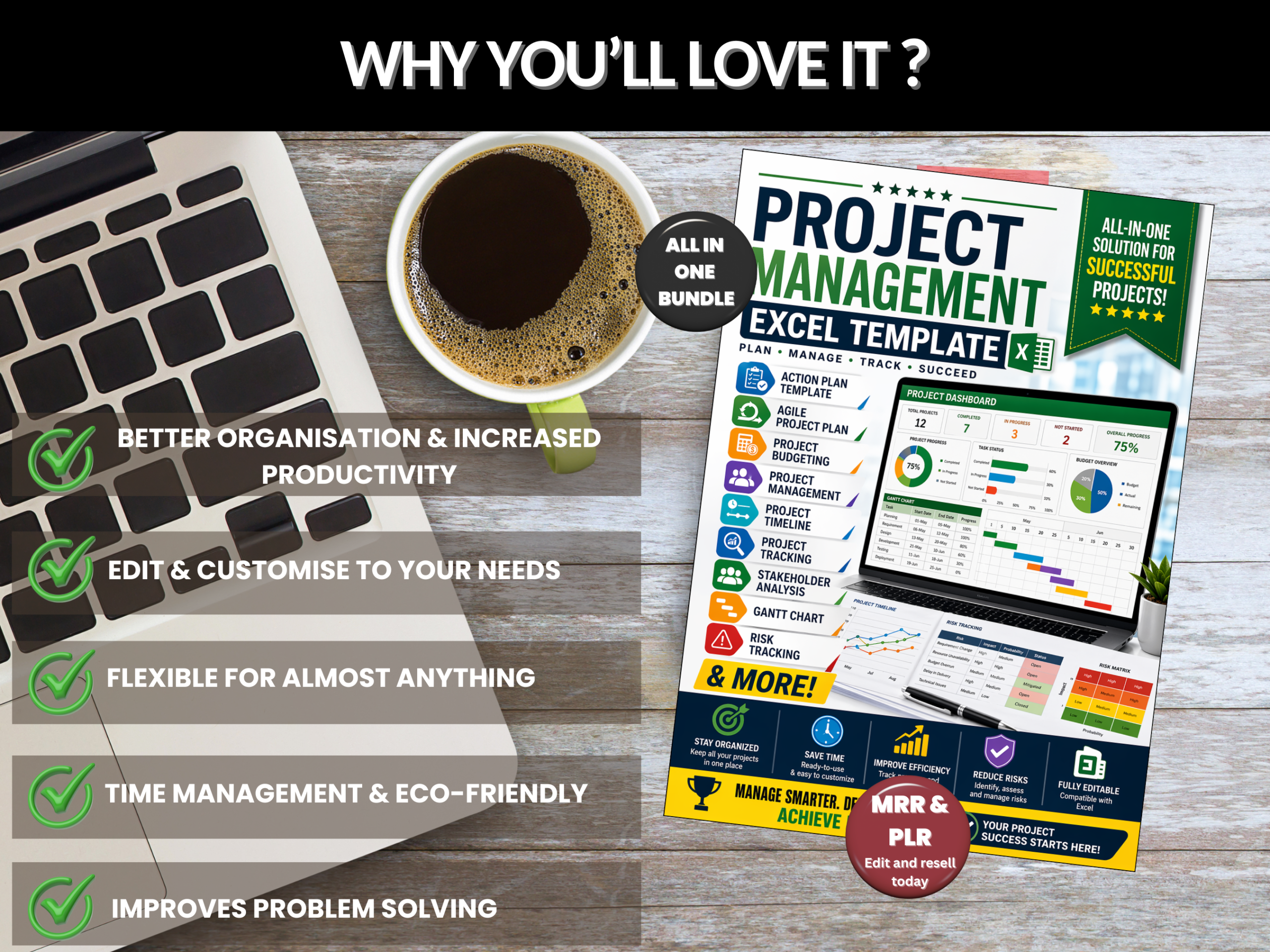 Project management template | Project budget, Project timeline, Project tracking, Project plan, Agile project, Project tool |PLR MRR Rights