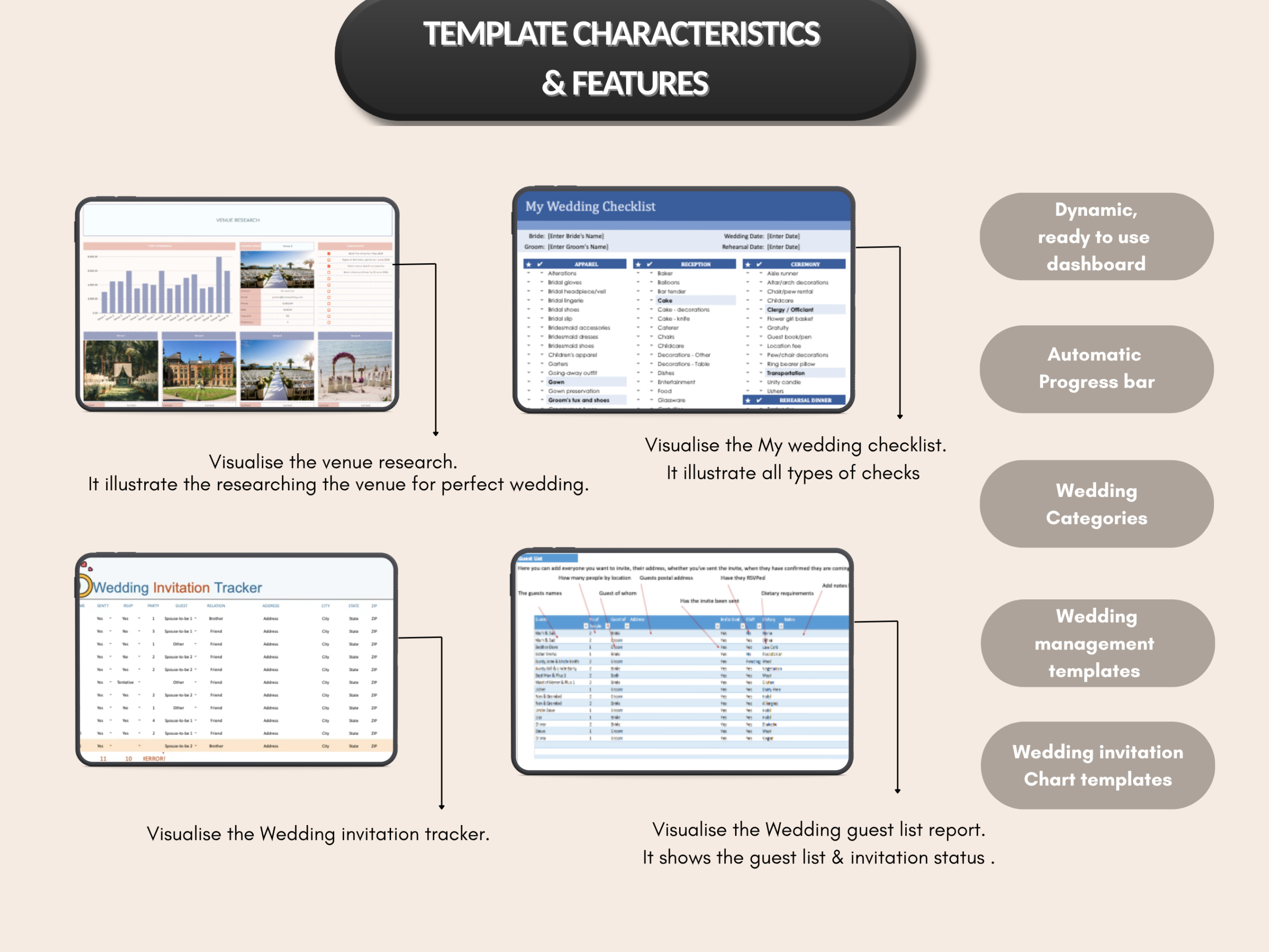 Wedding bundle | Excel templates & Google sheets | Wedding planner, budget, organiser, tracker, checklist, excel wedding | PLR MRR Rights