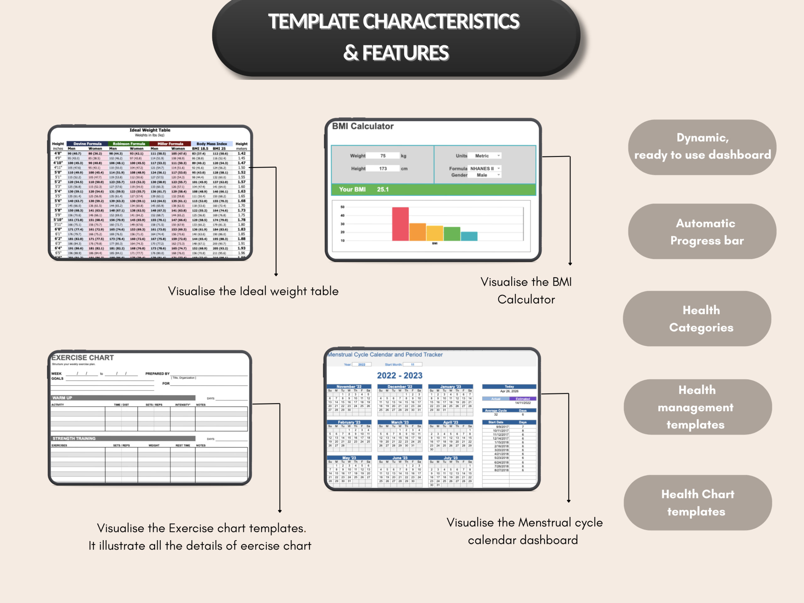 Health bundle | Excel and Google sheets | Health dashboard, Exercise tracker, fitness, Progress charts, Weight loss tracker | PLR MRR Rights