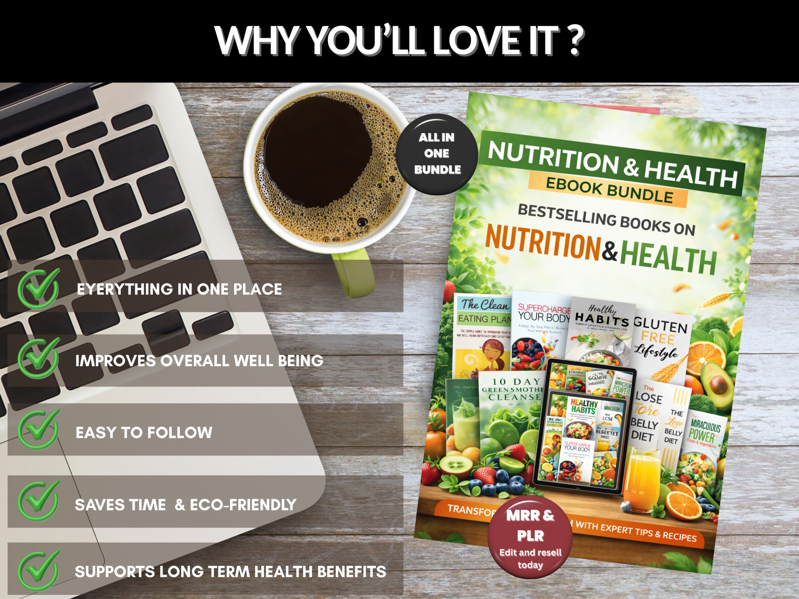 Nutrition & Health ebook bundle | Health Coach| Food Diary | Nutrition Planner |Gluten free| Body building | Canva Template | MRR PLR Rights