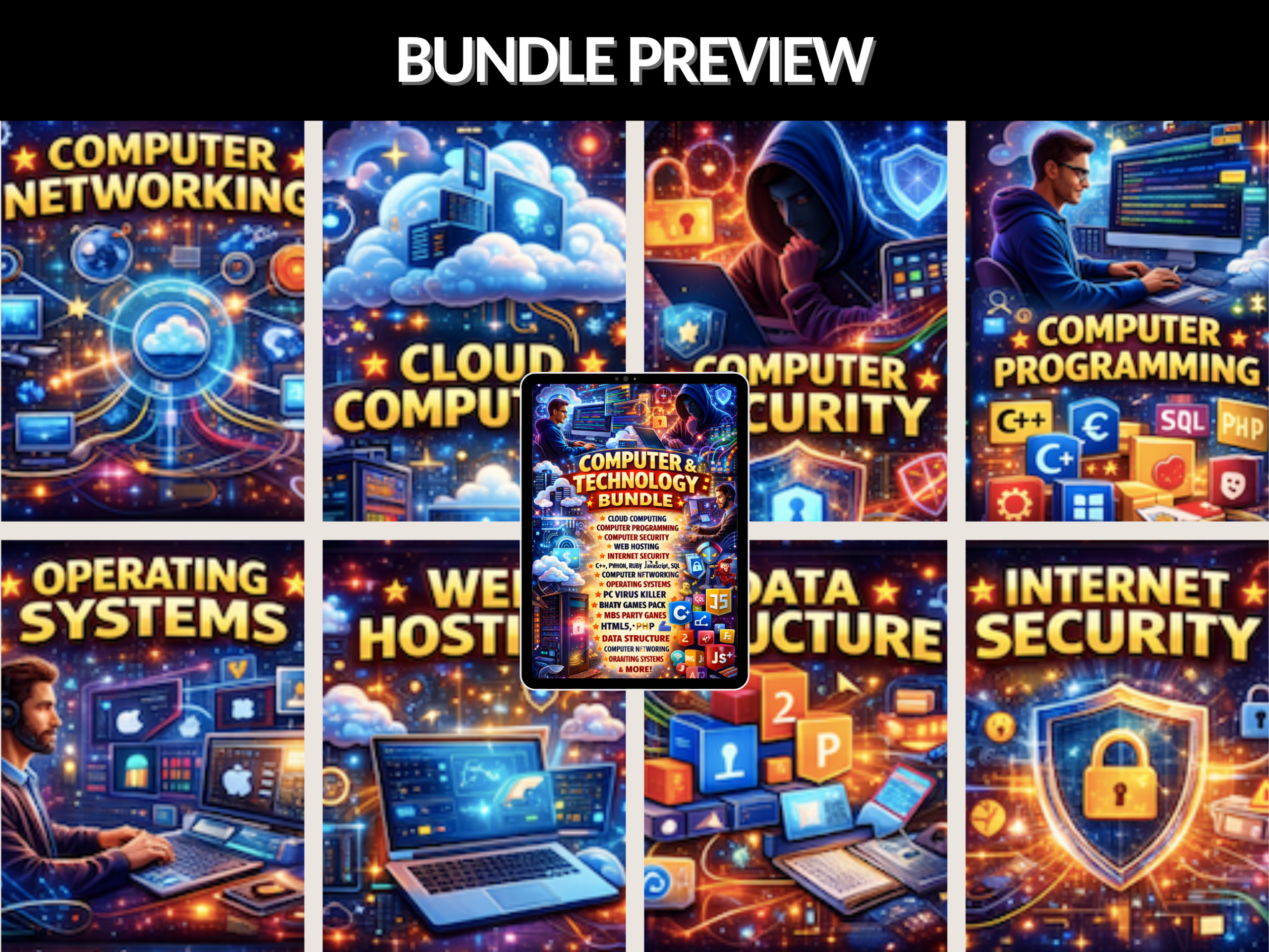 300+ Computer & technology ebook bundle |Programming C++, Html ,Sql, Java, Python, ruby, Cloud computing, coding, networking| MRR PLR Rights