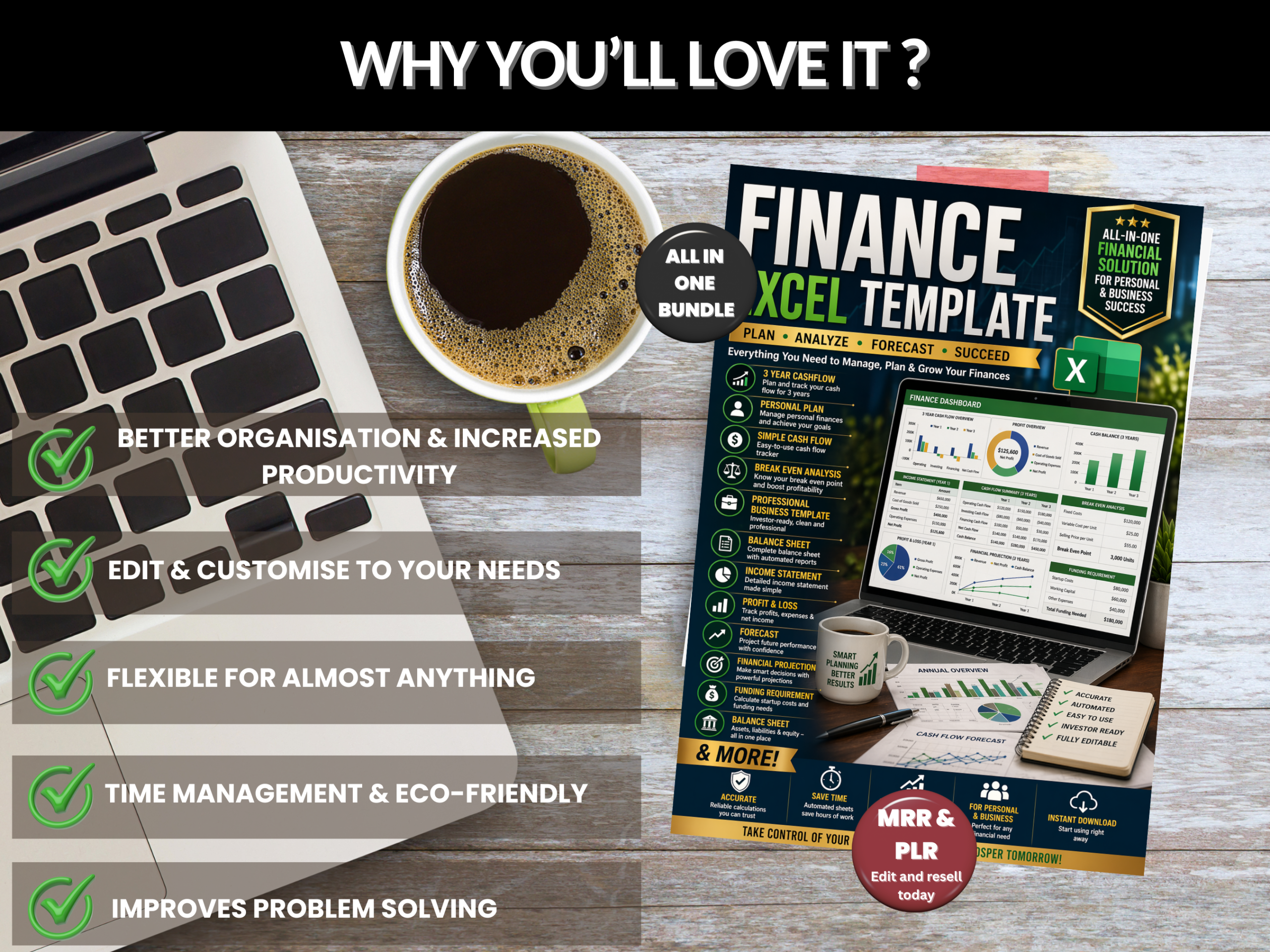 Finance template | Excel, Google sheet | Finance sheet, Balance sheet, Finance plan, Income statement, Break even analysis |MRR PLR Rights