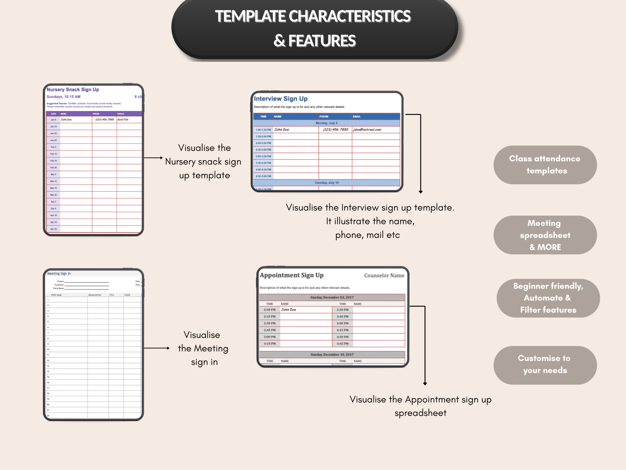 Attendance tracker bundle | Excel templates & Google sheets | Attendance record, employee, visitor login, sign in up, class  |PLR MRR Rights