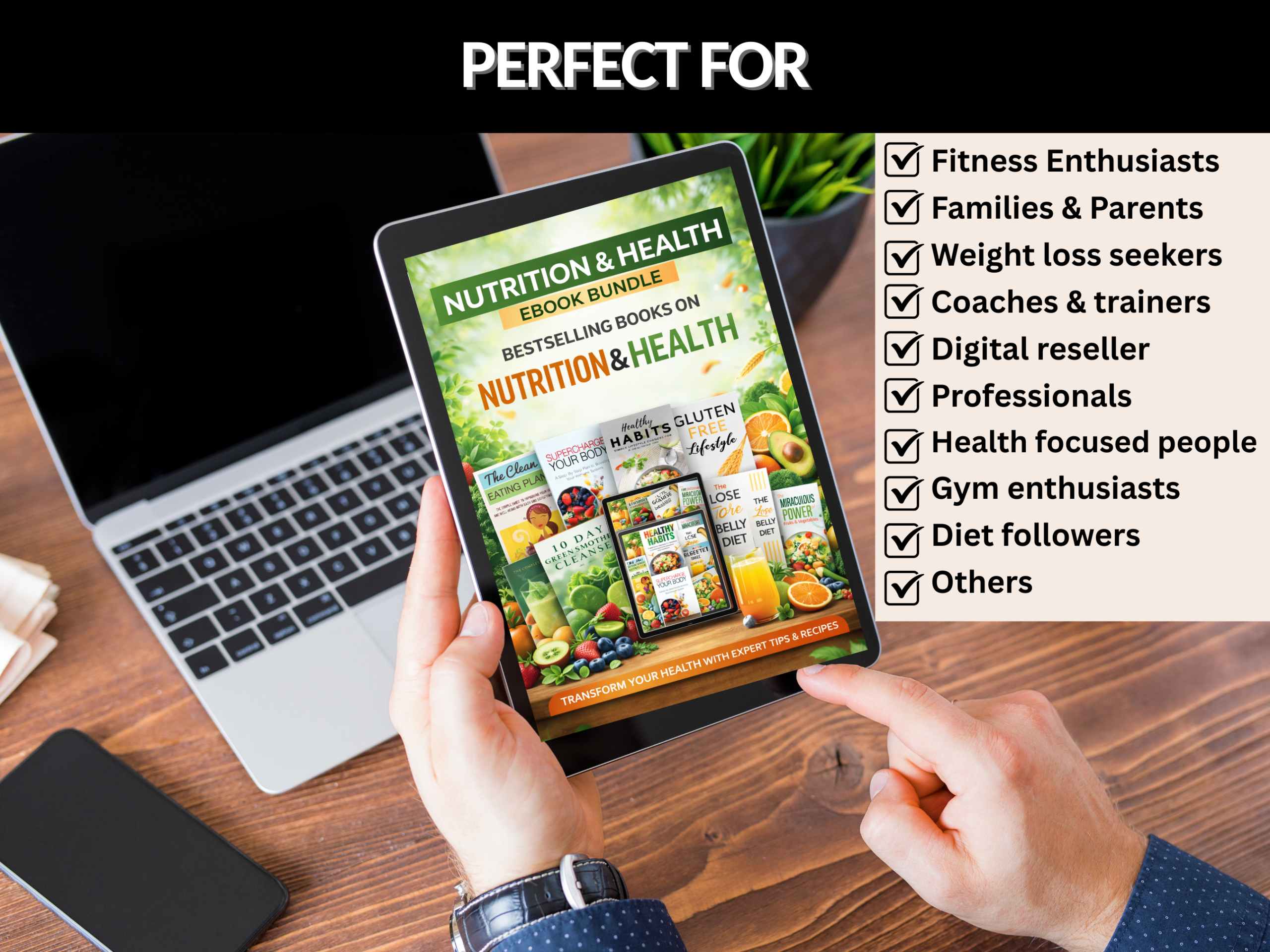 Nutrition & Health ebook bundle | Health Coach| Food Diary | Nutrition Planner |Gluten free| Body building | Canva Template | MRR PLR Rights