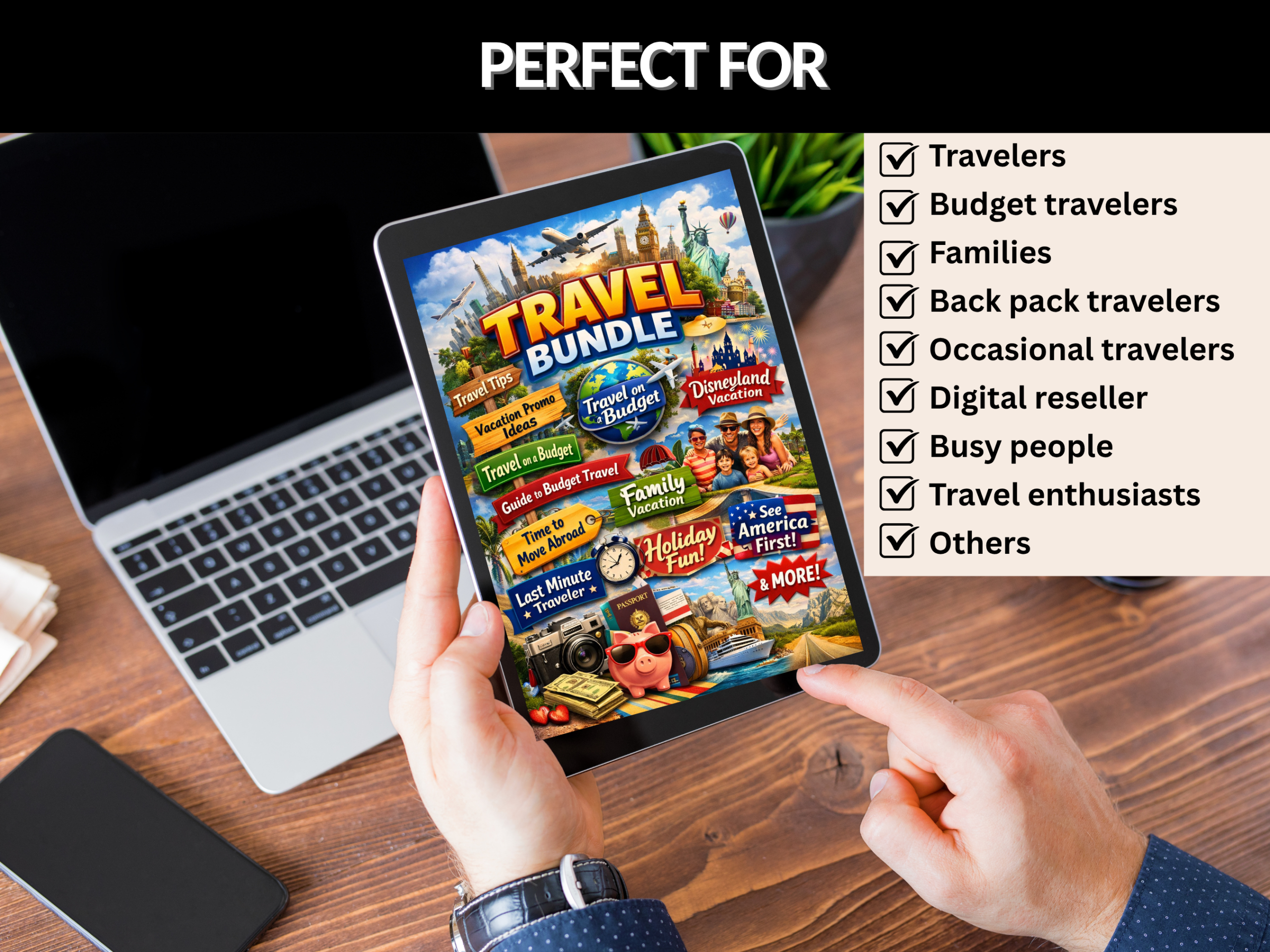 Travel ebook bundle | Travel guide, travel tips, ideas, budget travel | digital travel, Family vacation, backpack travel | PLR MRR Rights