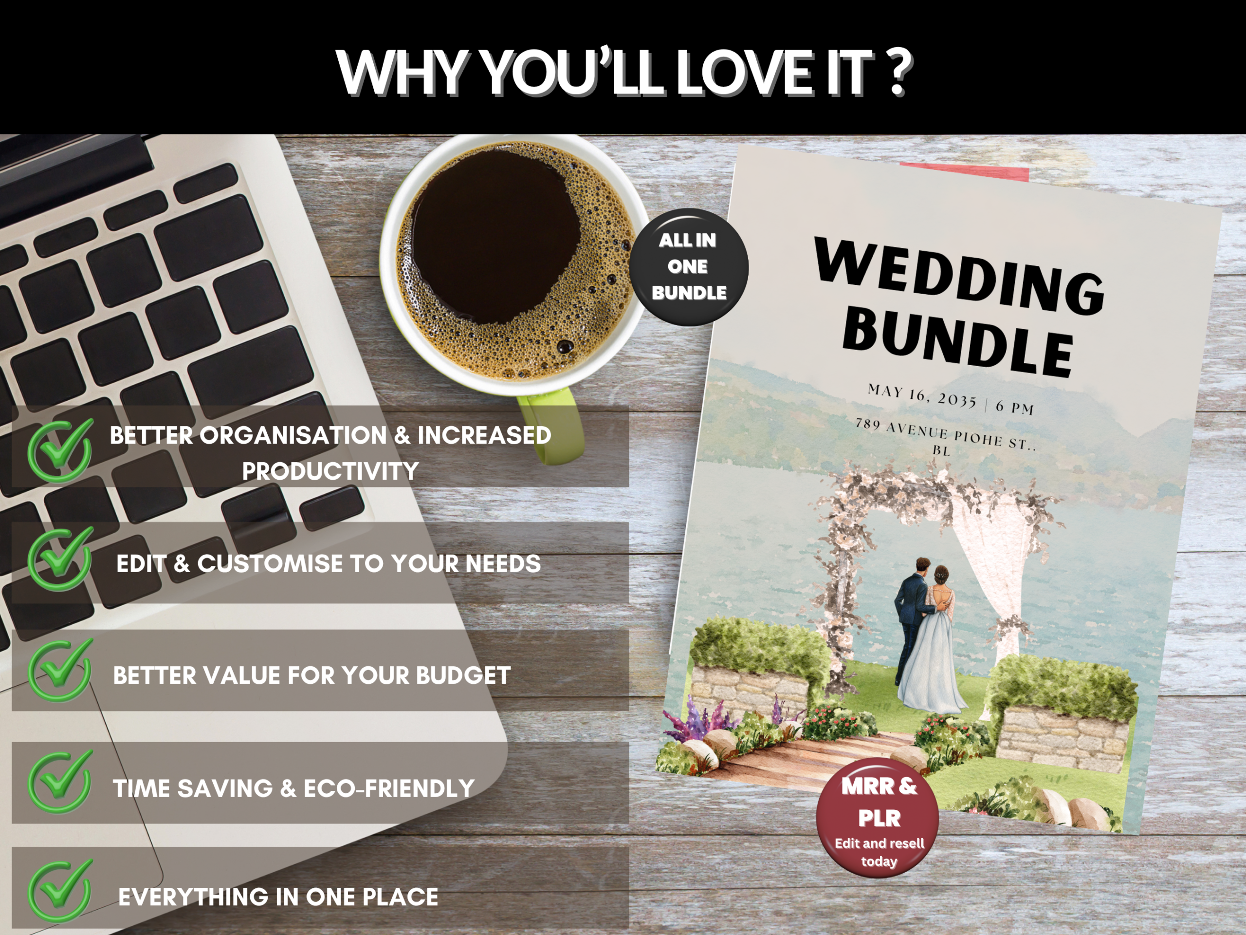 Wedding Bundle | Editable Invitations, Party, binder, seating plan, cards, honeymoon Templates |Wedding Set| MRR and PLR Rights