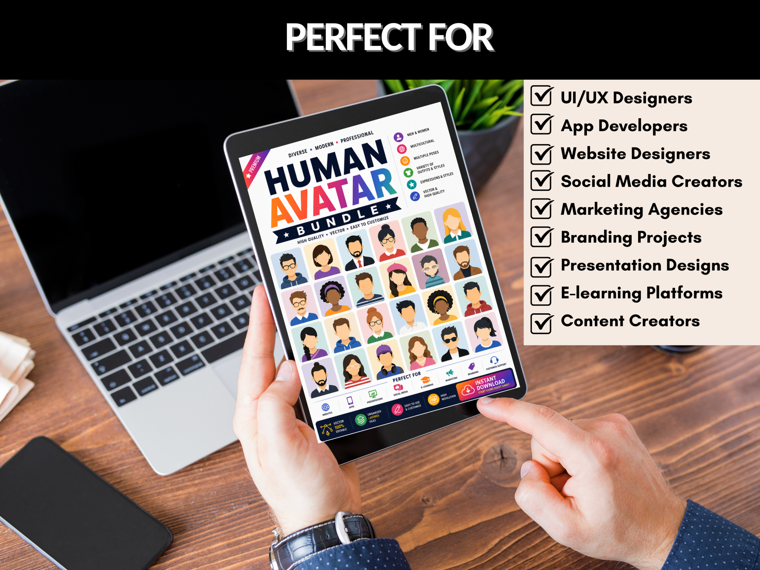 Human avatar bundle | Human Avatar, Avatar Pack, Cartoon Avatar, Vector Avatar, Character Pack, Digital Avatar, UI Avatar | PLR MRR Rights