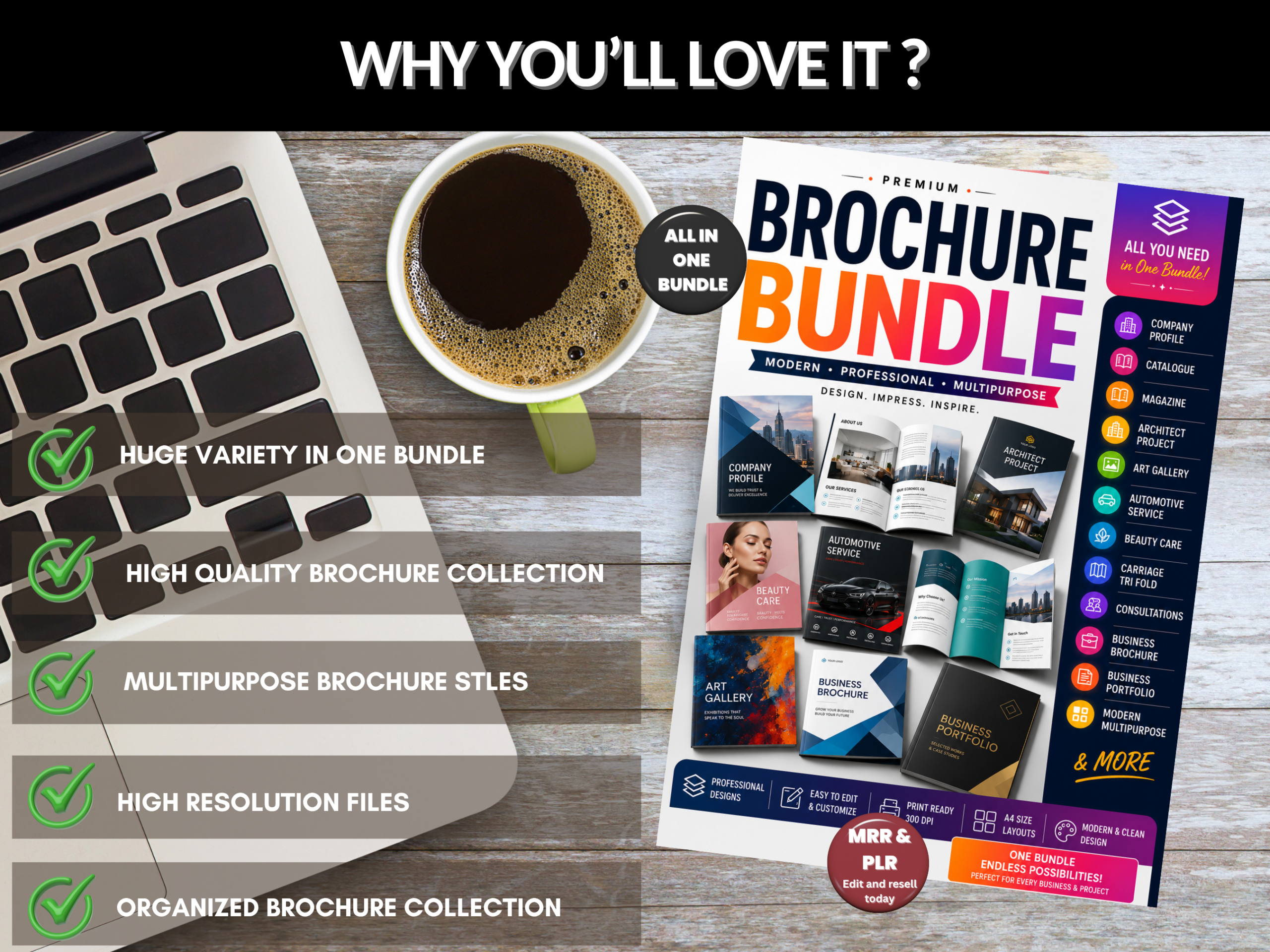 Brochure bundle | Business Brochure, Company Profile, Catalogue Design, Modern Brochure, Editable Layout, Digital Download | PLR MRR Rights