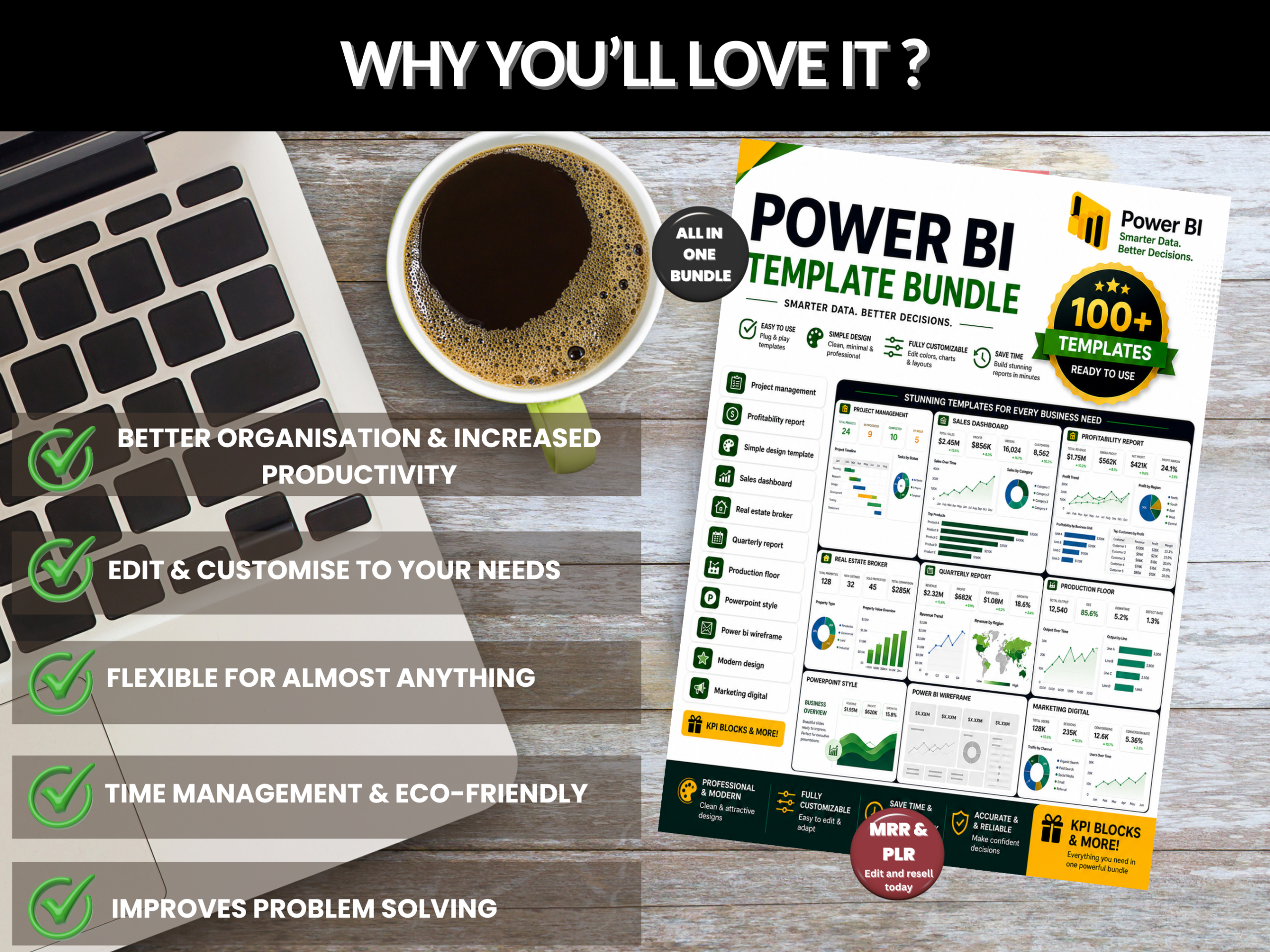 100+ Power Bi template bundle | Project management, Powerpoint style, design template, Modern design, Power bi template | PLR MRR Rights