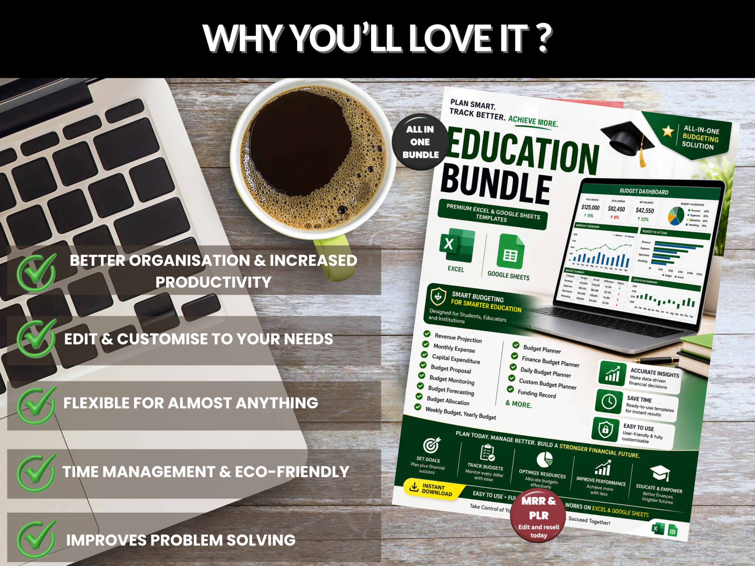 Education Budget bundle | Excel templates & google sheets | Education tracker, planner, tools, income, expense templates  | PLR MRR Rights