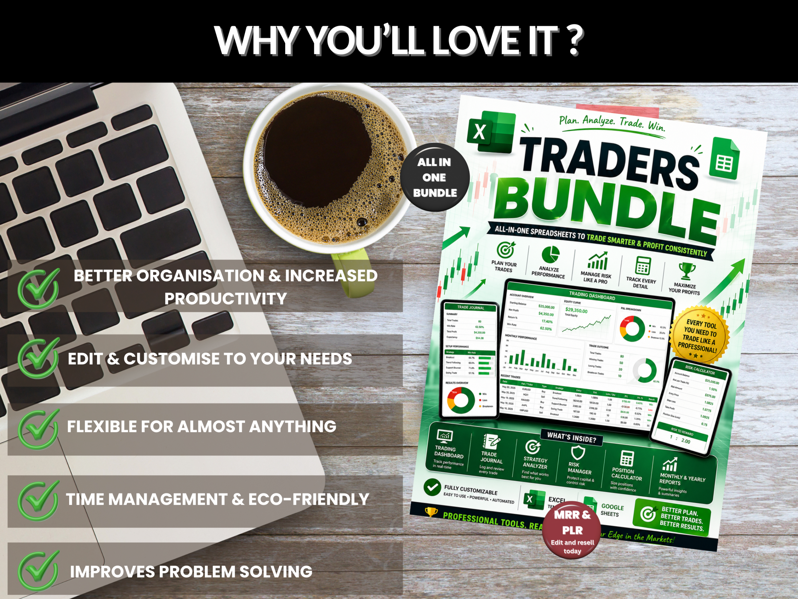 Traders bundle | Trading journal, Traders dashboard, tracker, forex, stock, forex, crypto | Excel templates & Google sheets | PLR MRR Rights