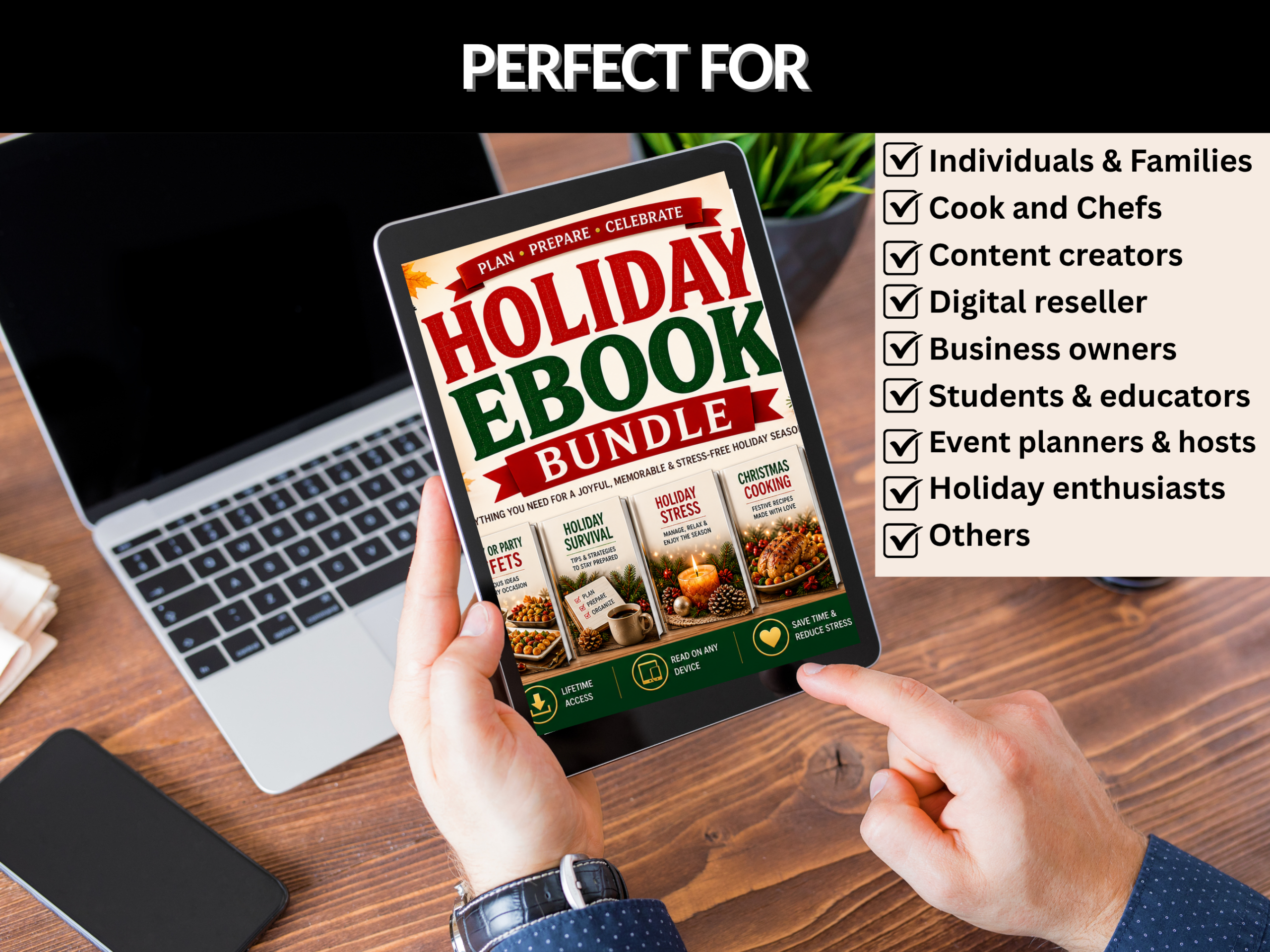 Holiday bundle | Holiday ebooks, tips, guides | Christmas, Halloween, Recipes, Holiday packages, Holiday party | PLR MRR Rights