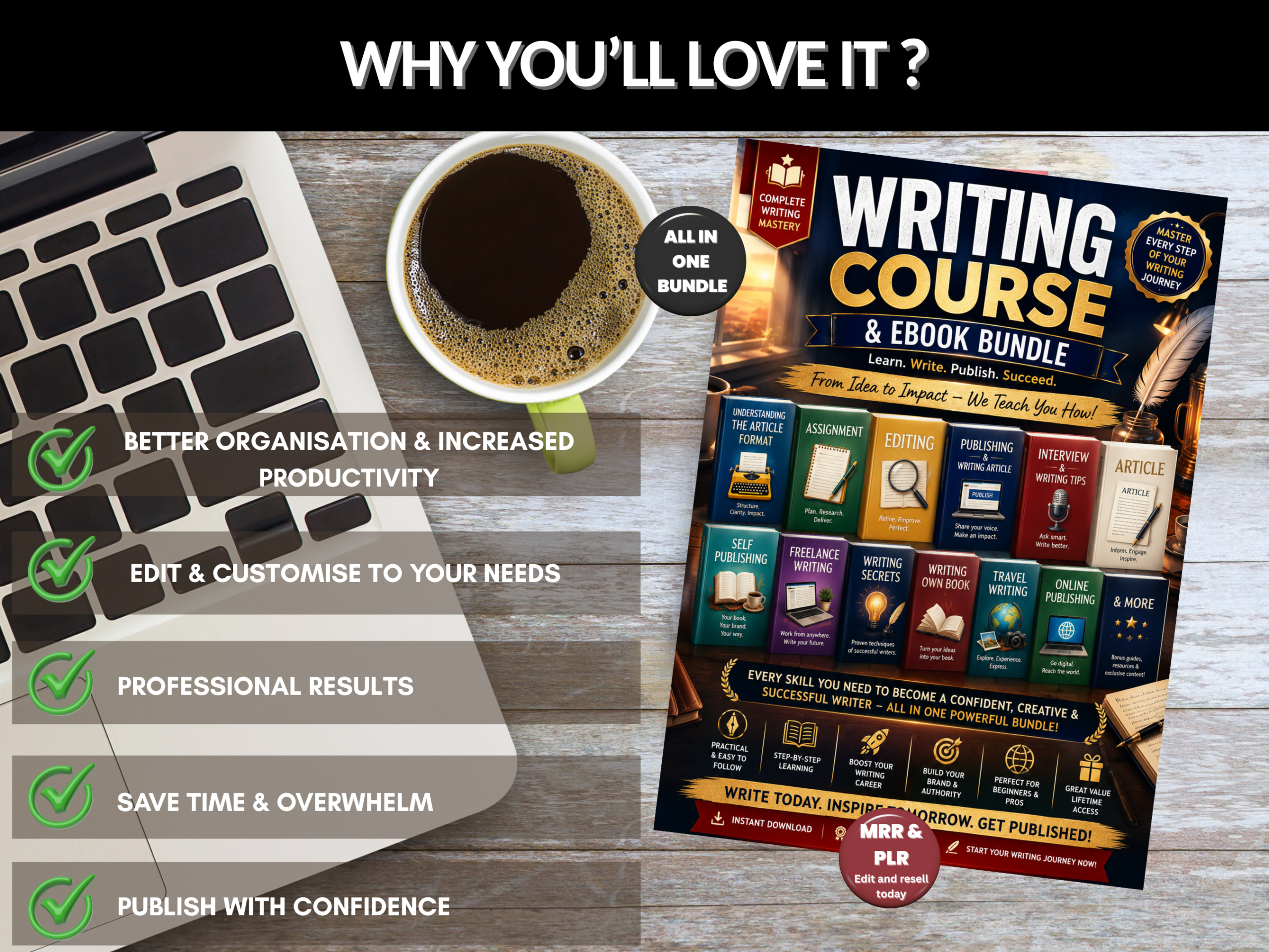 Writing course bundle | Writing ebook | Publishing ebook | Writing tips, resources | publishing | Article writing | PLR MRR Rights