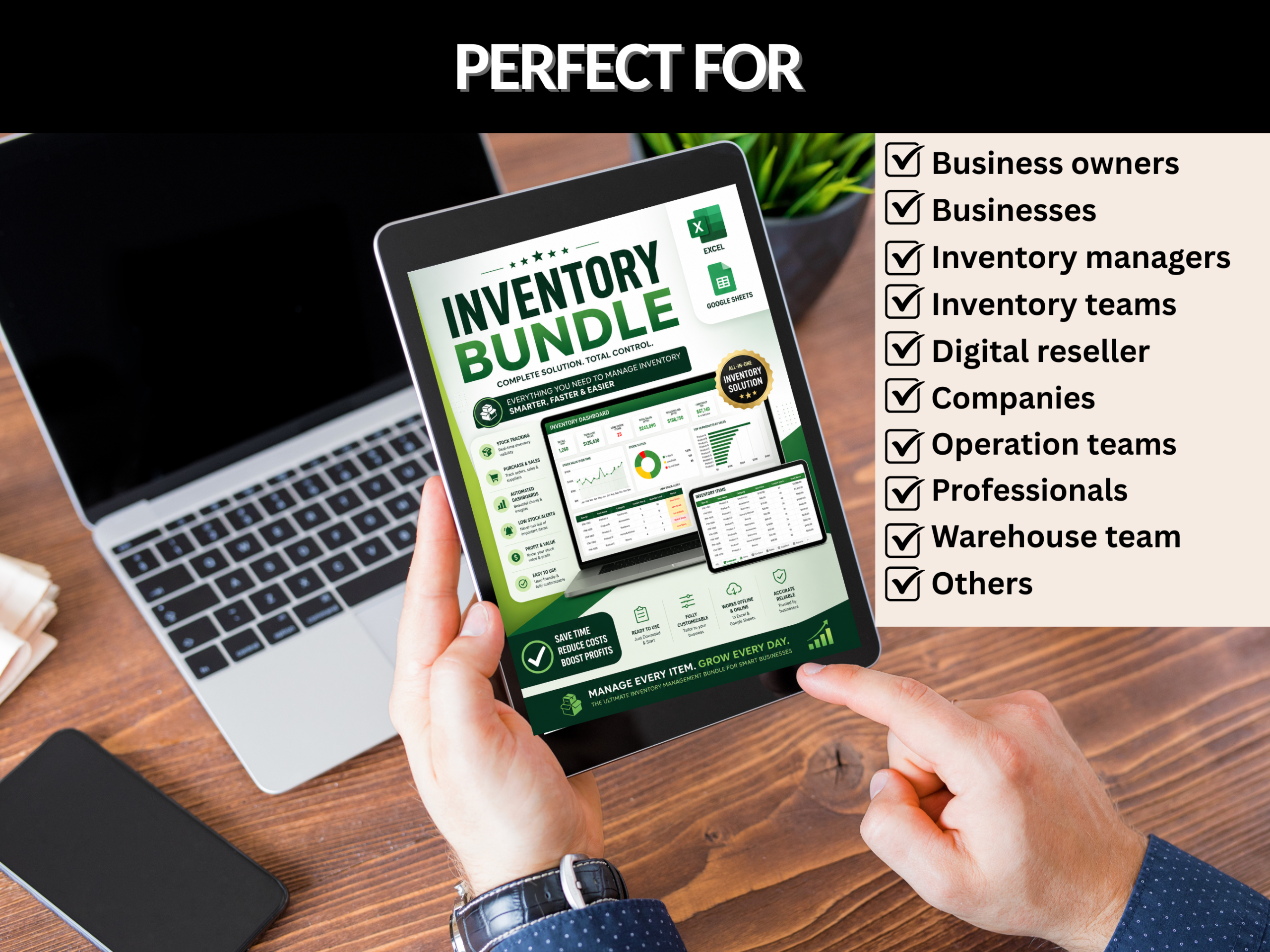 Inventory tracker bundle | Excel templates & Google sheets | Inventory control, tracker, management, excel Inventory | MRR PLR Rights