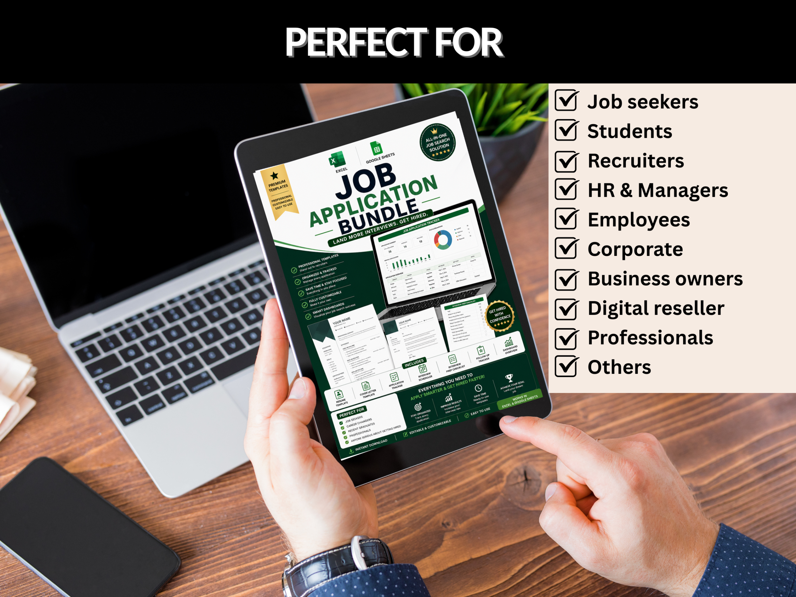 Job application tracker bundle |Excel templates & Google sheets | Job tracker, decision matrix, application form, Job seeker| PLR MRR Rights