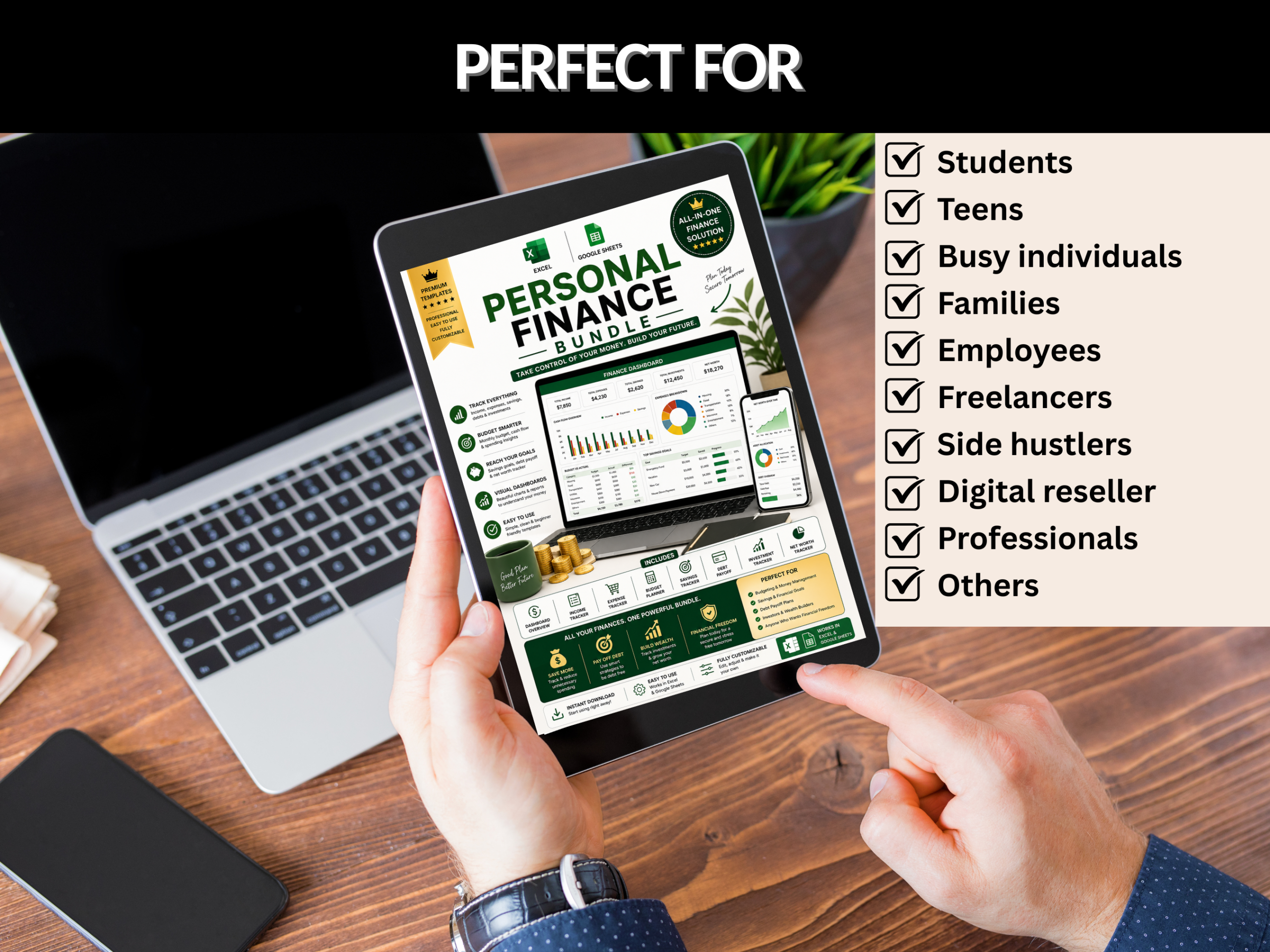 Personal finance bundle | Excel templates & Google sheets | Personal budget, tracker, Monthly, Annually, Financial goals | PLR MRR Rights