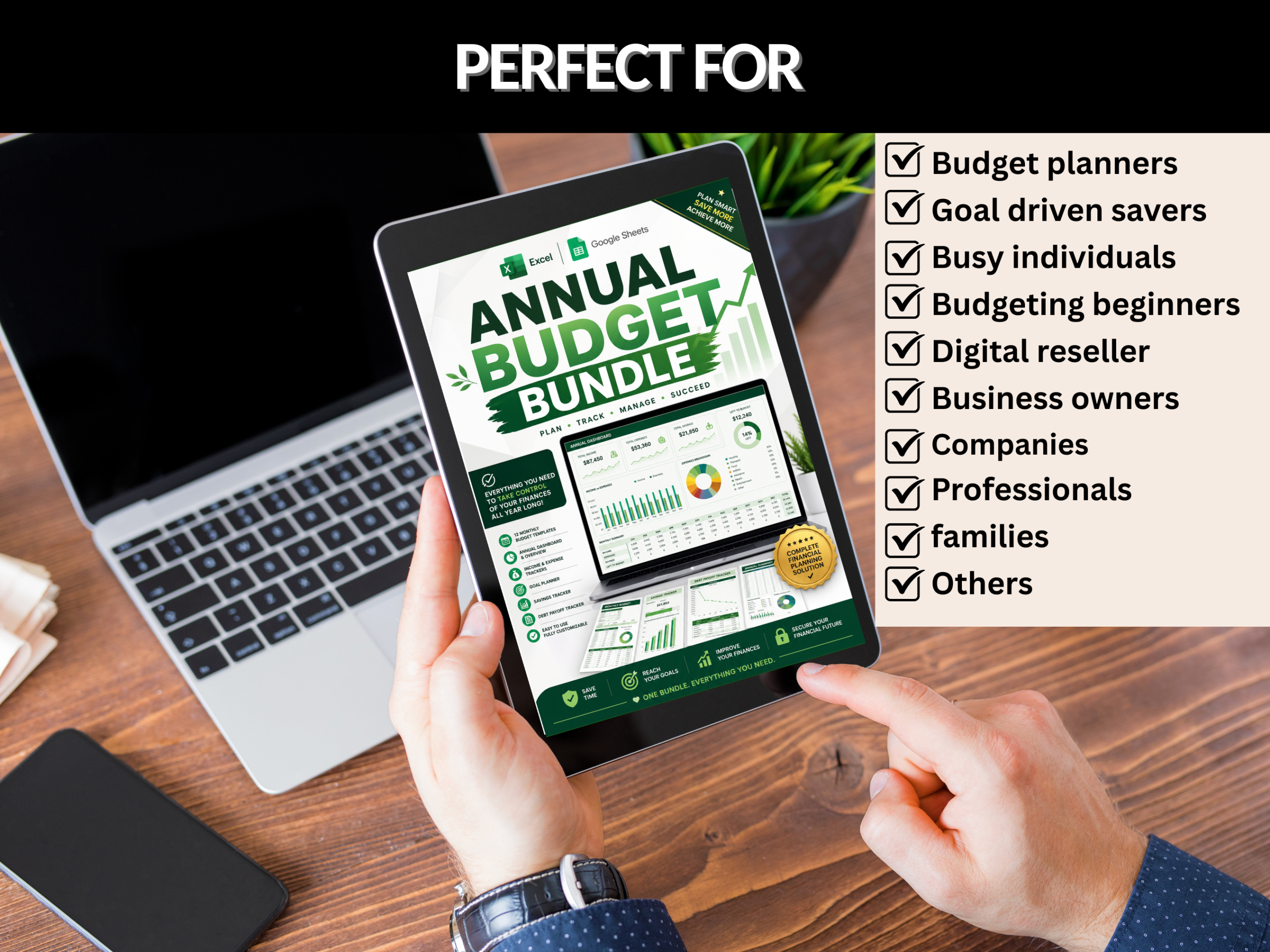 Annual budget bundle | Excel templates & Google sheets | Annual budget, tracker, dashboard, worksheet, Plan, Yearly budget | PLR MRR Rights