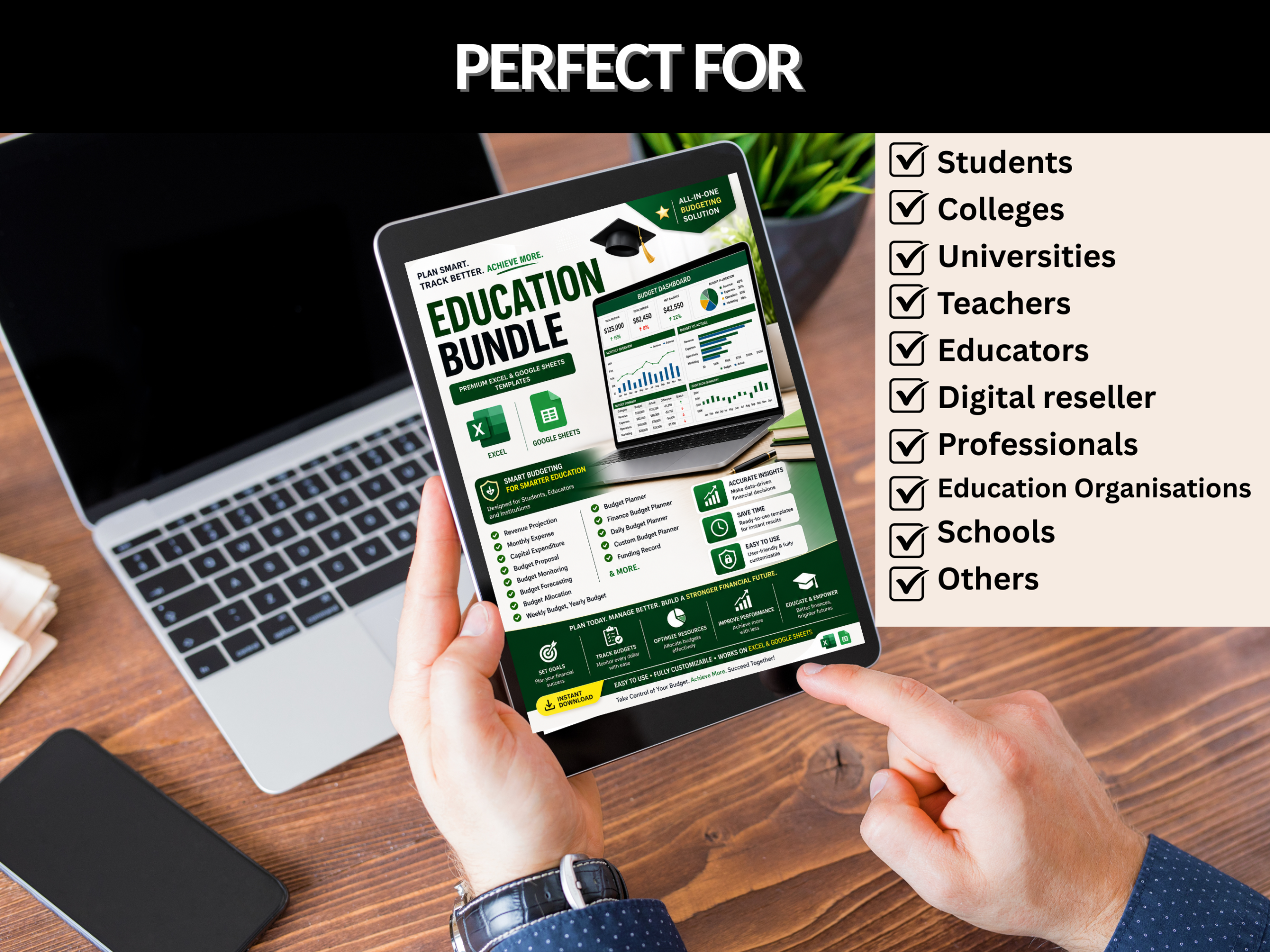 Education Budget bundle | Excel templates & google sheets | Education tracker, planner, tools, income, expense templates  | PLR MRR Rights