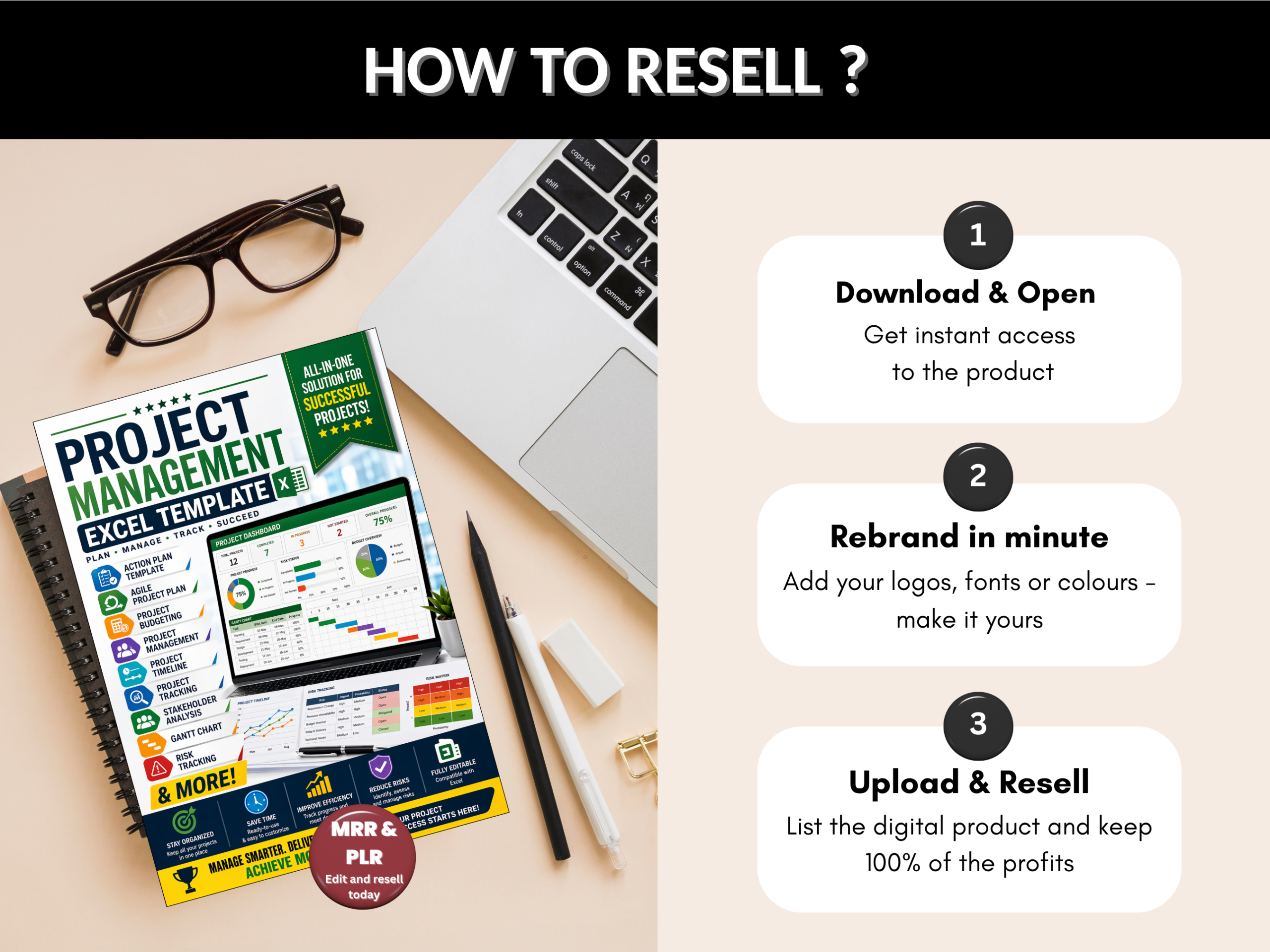 Project management template | Project budget, Project timeline, Project tracking, Project plan, Agile project, Project tool |PLR MRR Rights