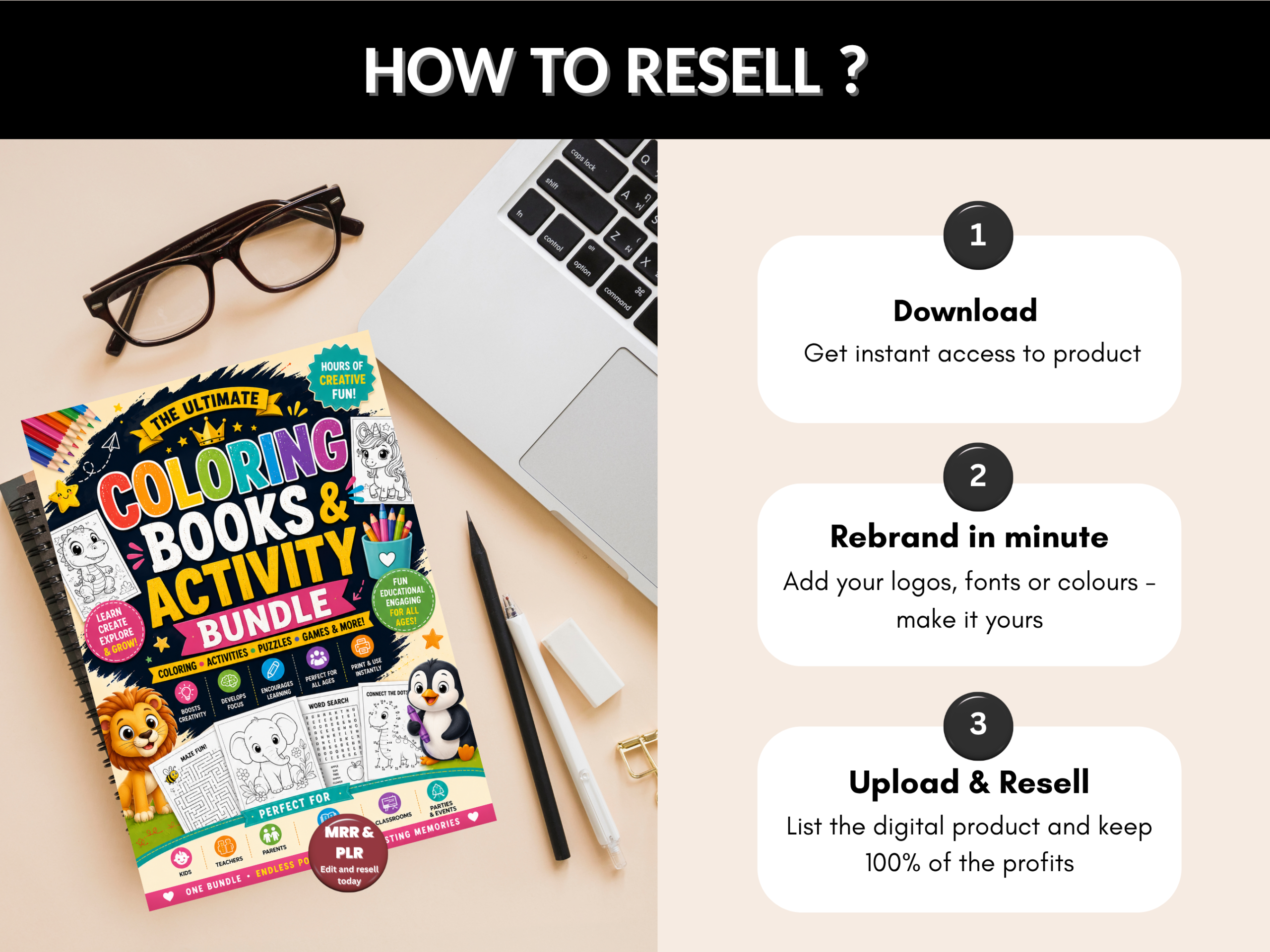 Coloring book & activity bundle | Coloring, Activity, Kids Printables, Kids Activities, Worksheet Pack, Puzzle, Trace | PLR MRR Rights