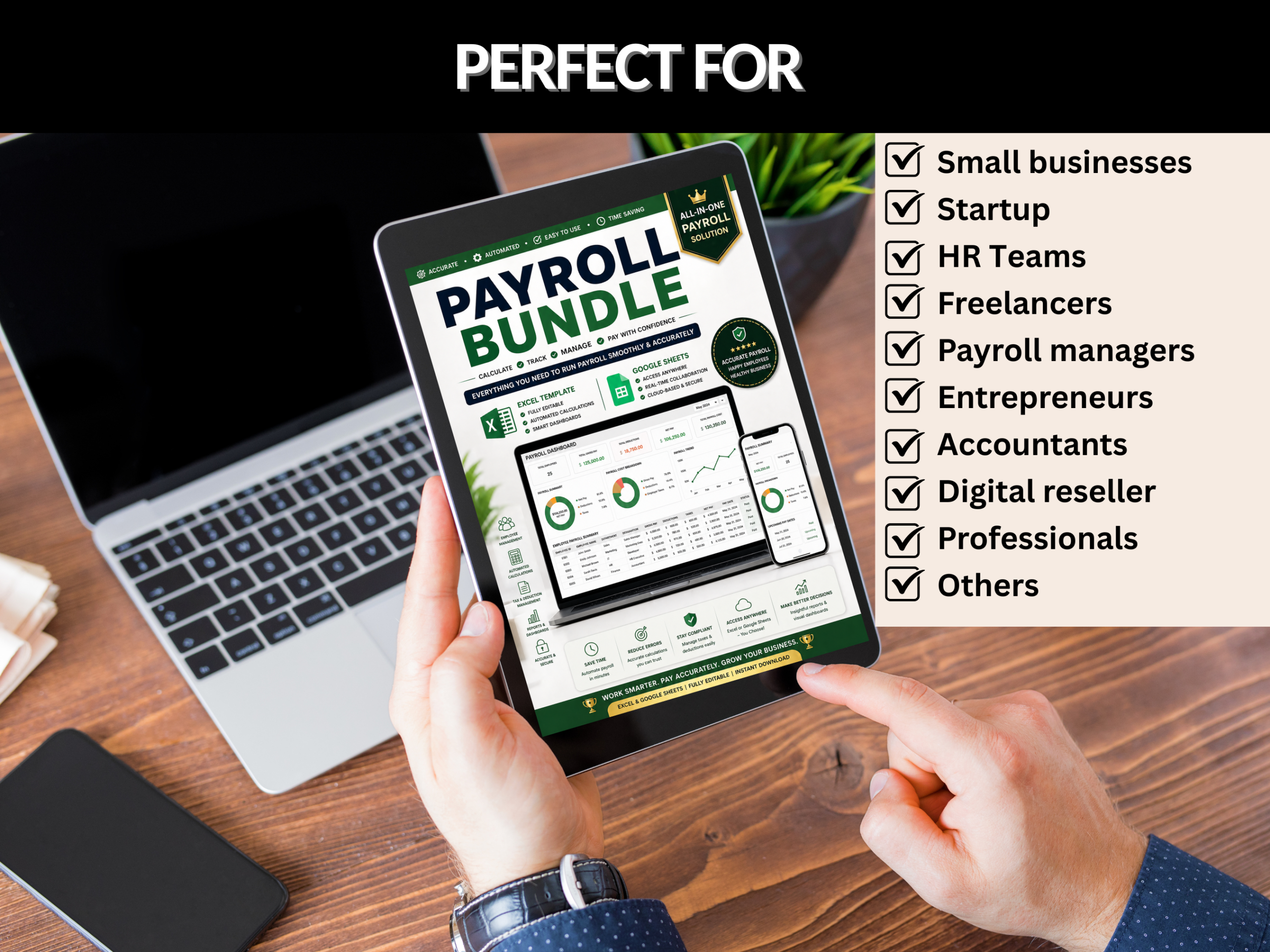 Payroll bundle | Excel templates & Google sheets | Payroll template, tracker, management, budget, check, Payslip templates | PLR MRR rights