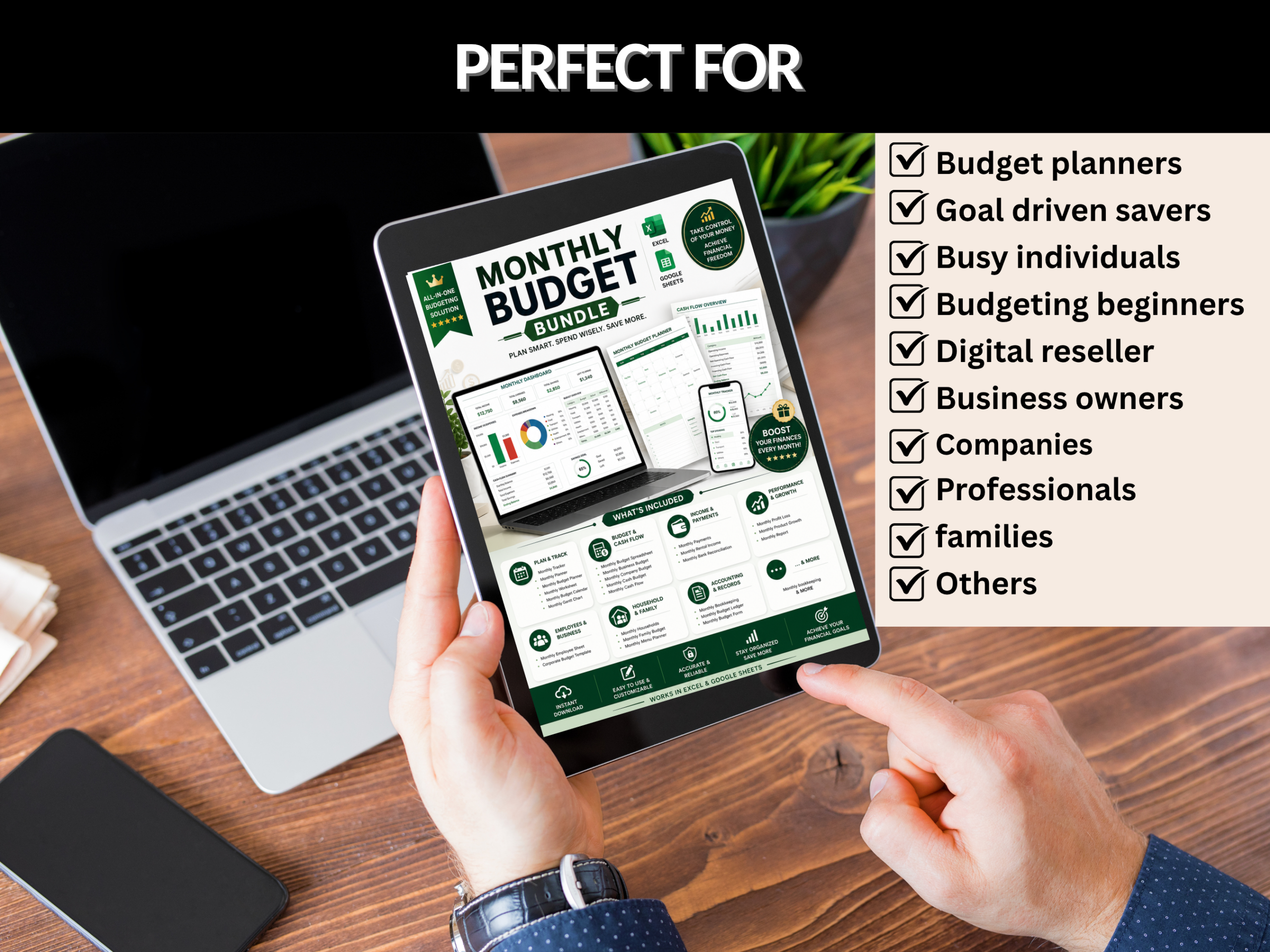 Monthly budget bundle | Excel templates & google sheets | Monthly planner, tracker, worksheet, budget, payments, cash flow| PLR MRR Rights