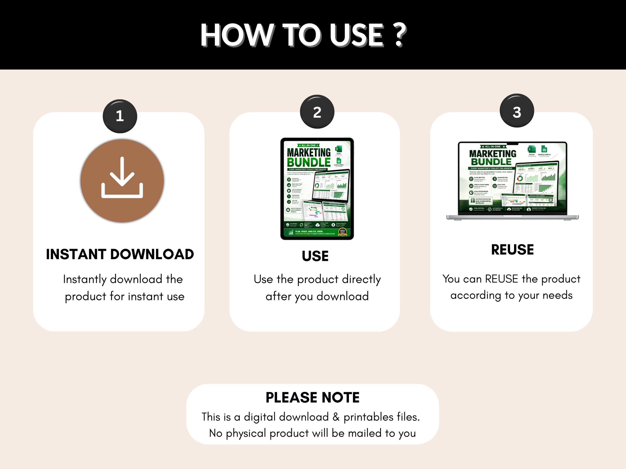 Marketing bundle | Excel templates & Google sheets | Marketing plan tracker analytics management | Marketing excel template | PLR MRR Rights