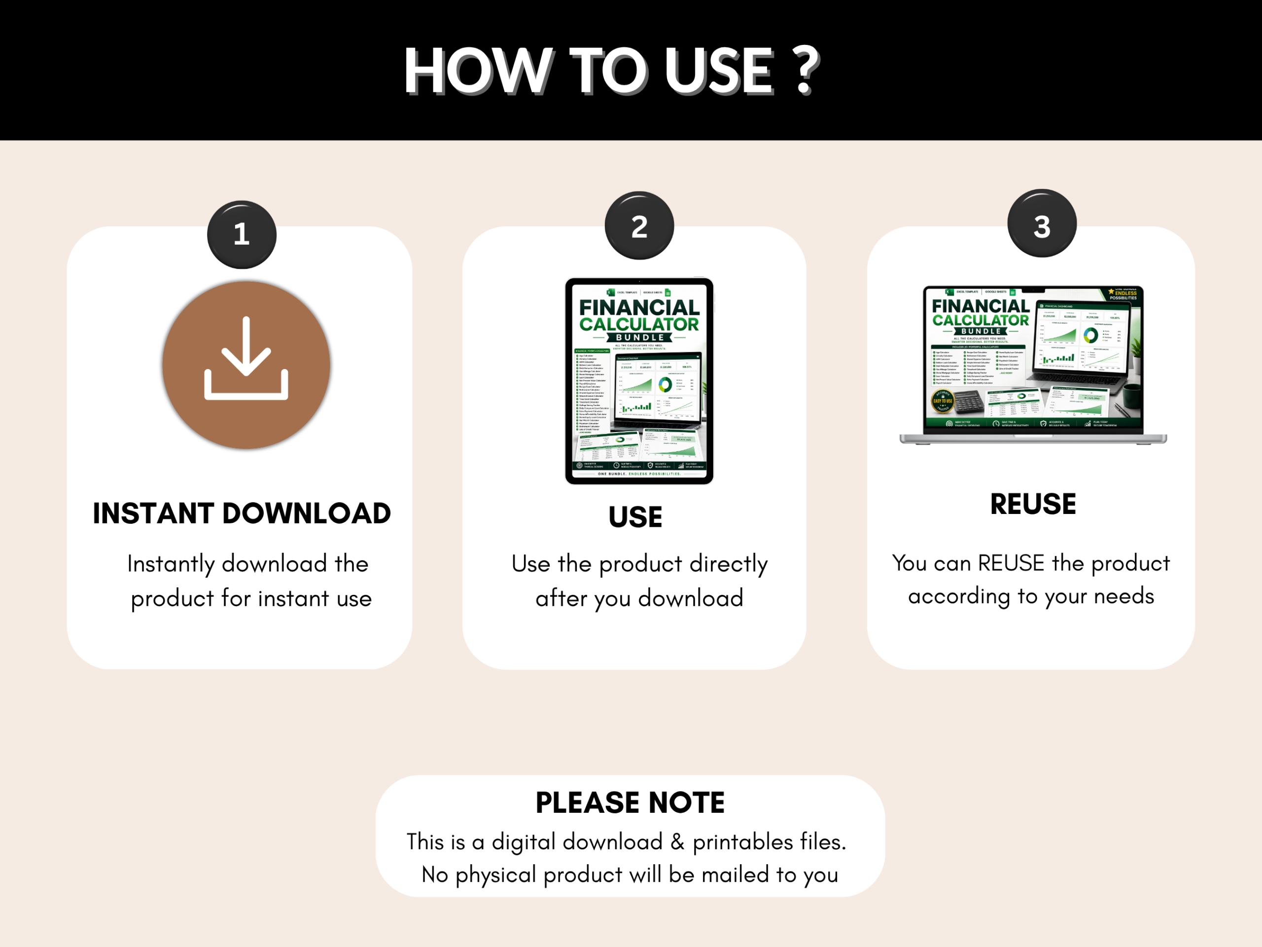 Financial calculator bundle |Excel templates & Google sheets |Finance tools, tracker, loan calculator, Retirement calculator| PLR MRR Rights