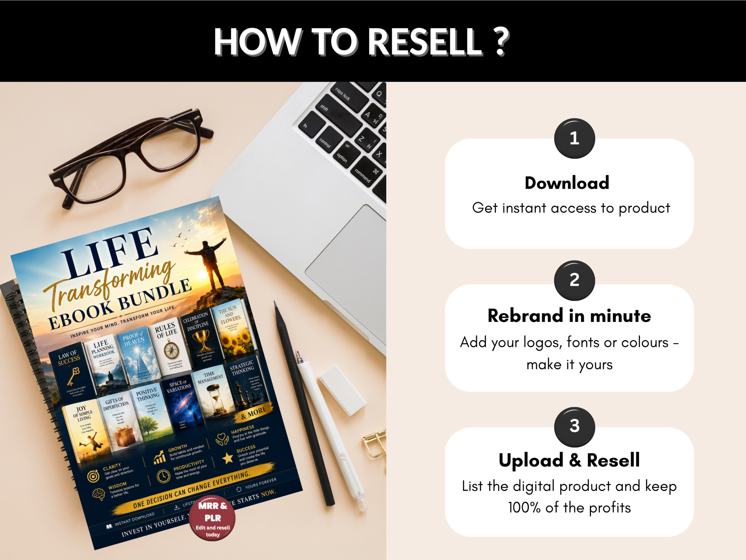 300+ Life transforming ebook bundle | Self help ebook | Personal Development Guide | Mindset, Confidence, Success eBooks | PLR MRR Rights