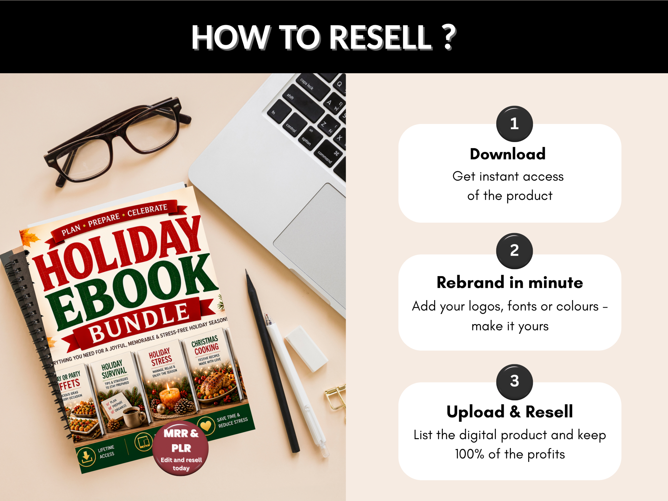 Holiday bundle | Holiday ebooks, tips, guides | Christmas, Halloween, Recipes, Holiday packages, Holiday party | PLR MRR Rights