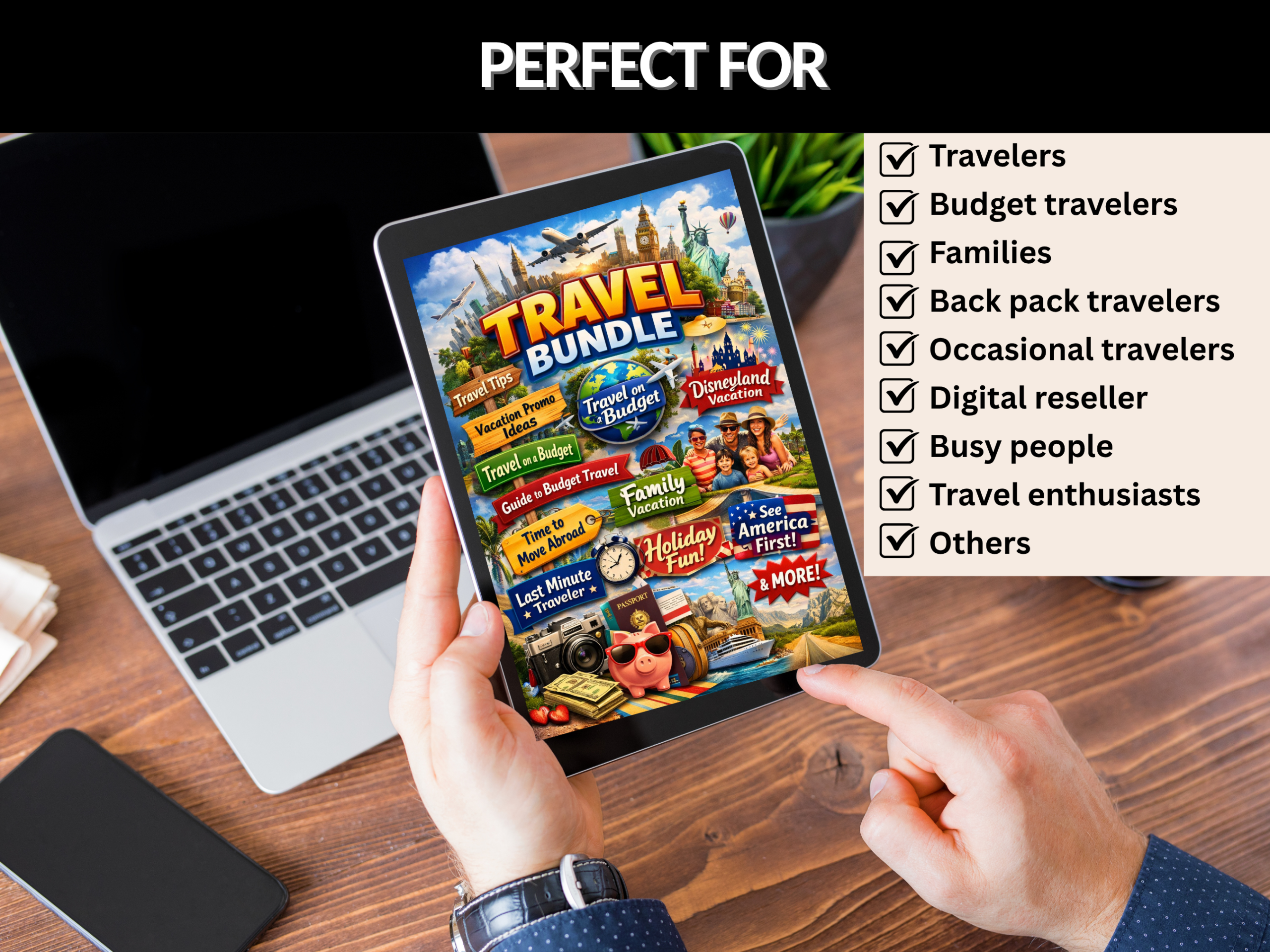 Travel ebook bundle | Travel guide, travel tips, ideas, budget travel | digital travel, Family vacation, backpack travel | PLR MRR Rights